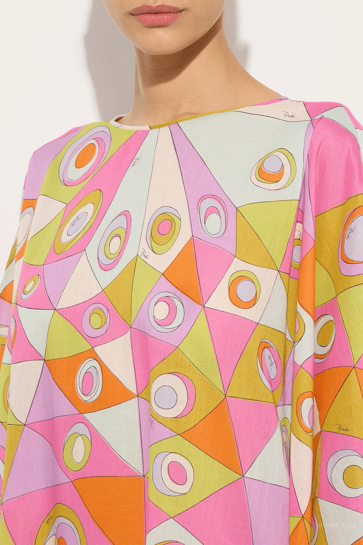 Occhi-Print Cotton Long Kaftan in Multicolor - shop-olivia.com