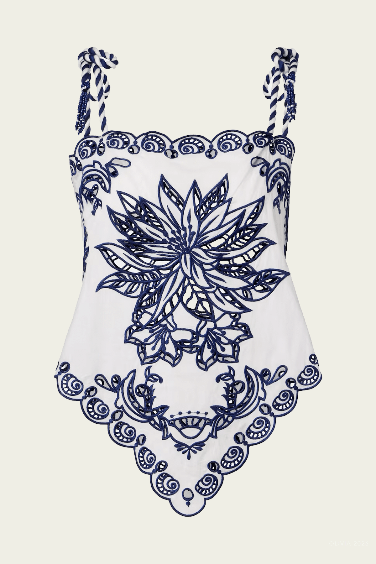 Off - White Garden Tiles Tassels Richelieu Blouse - shop - olivia.com