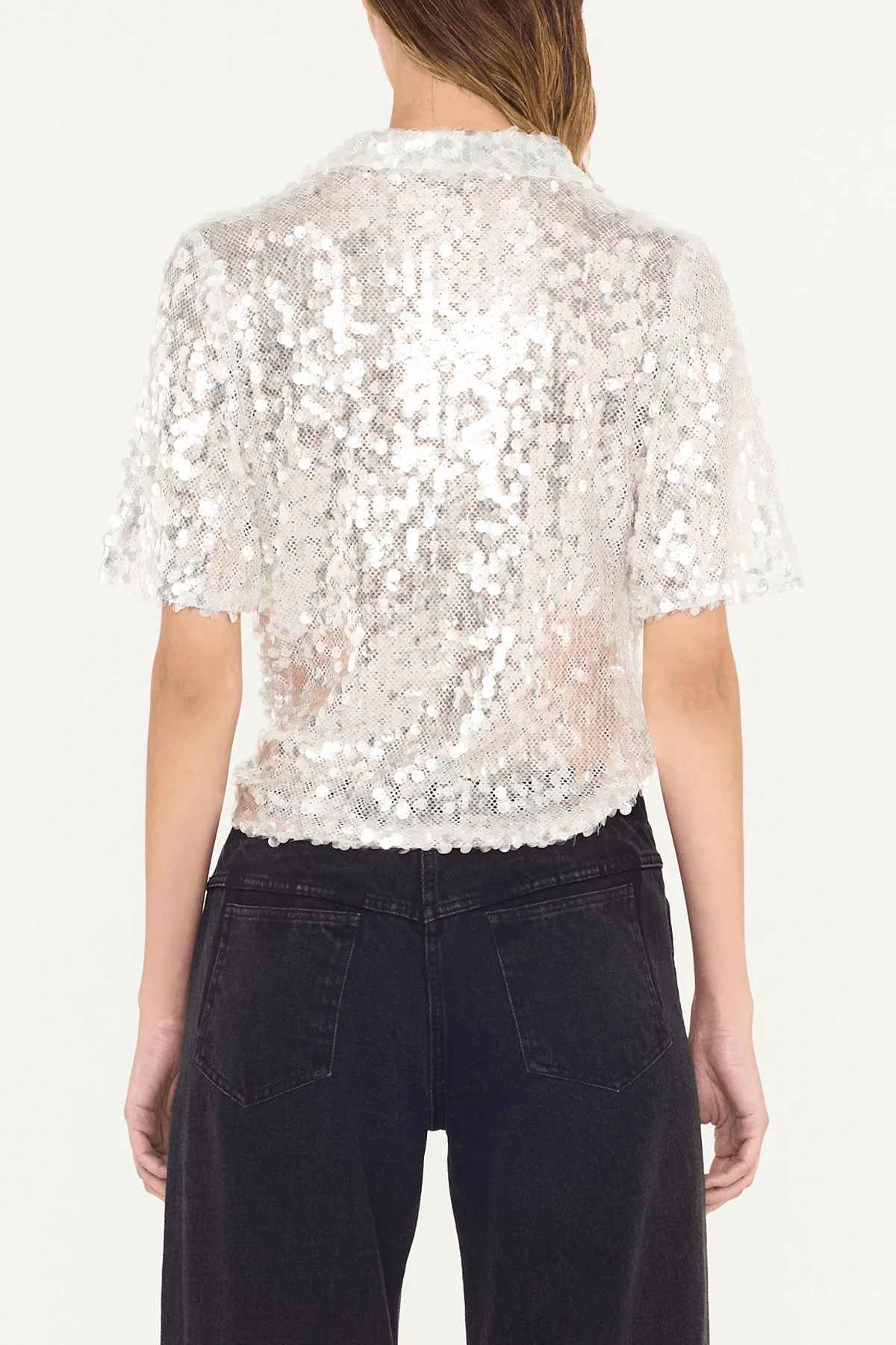 Opaline Sequin Polo in Glisten Clear - shop - olivia.com