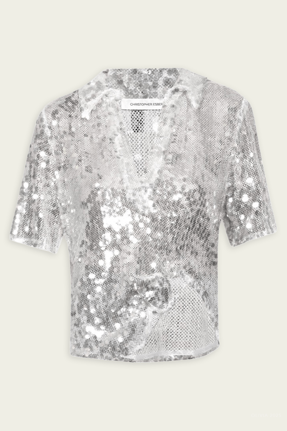 Opaline Sequin Polo in Glisten Clear - shop - olivia.com