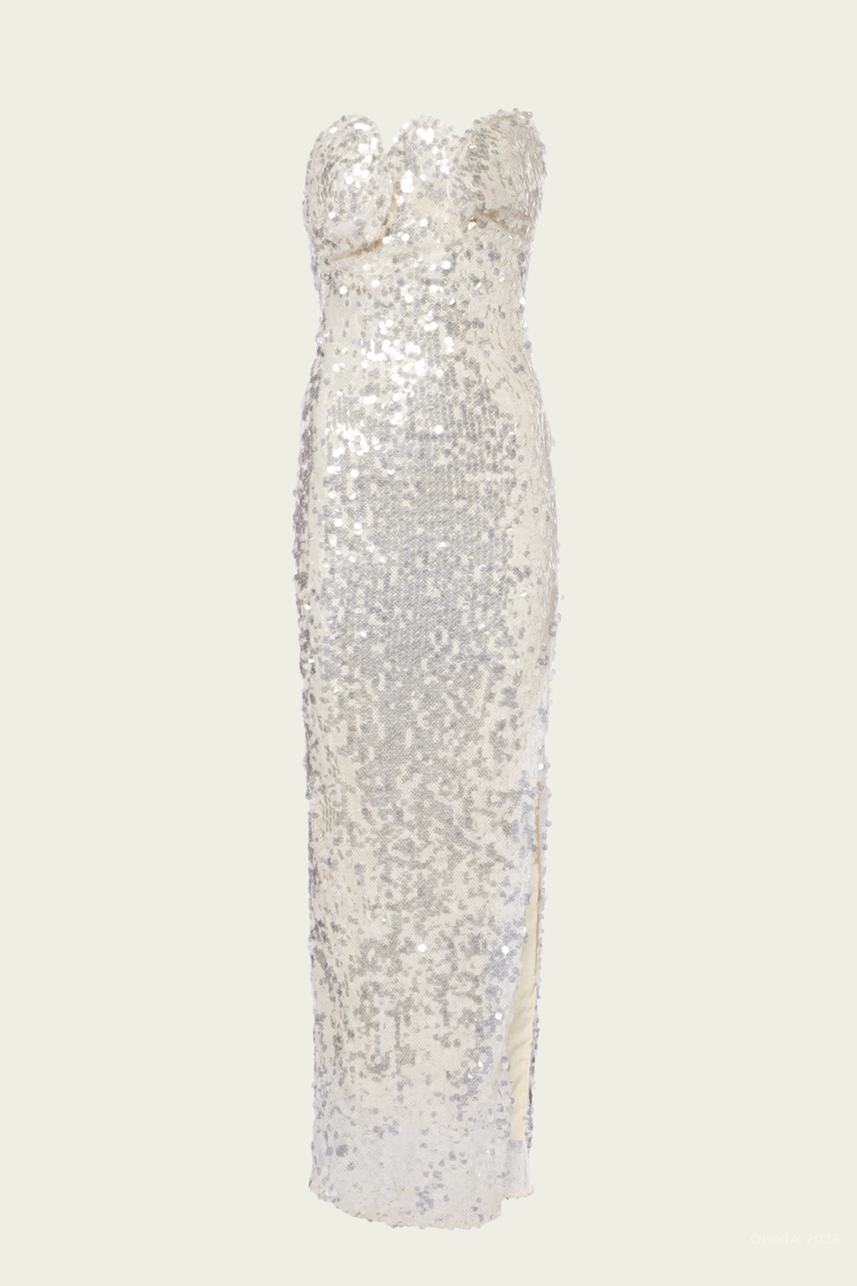 Opaline Sequin Strapless Gown in Glisten Clear - shop - olivia.com