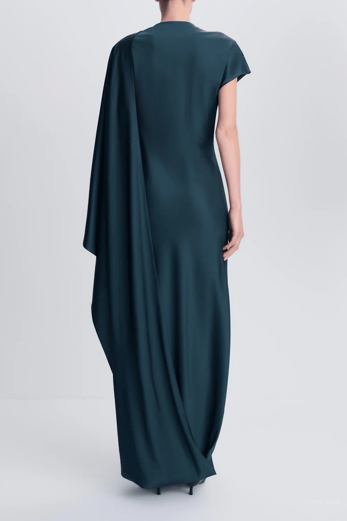 Ora Satin Gown in Dark Spruce - shop-olivia.com