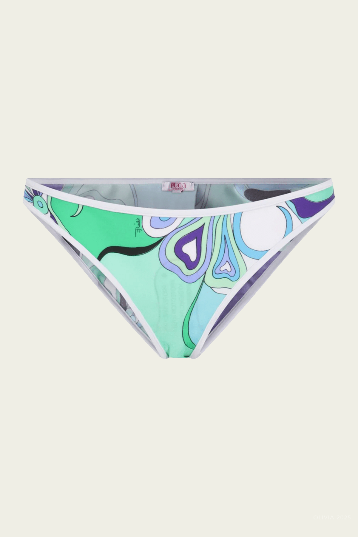 Orchidee - Print Bikini Botton in Verde Lilla - shop - olivia.com