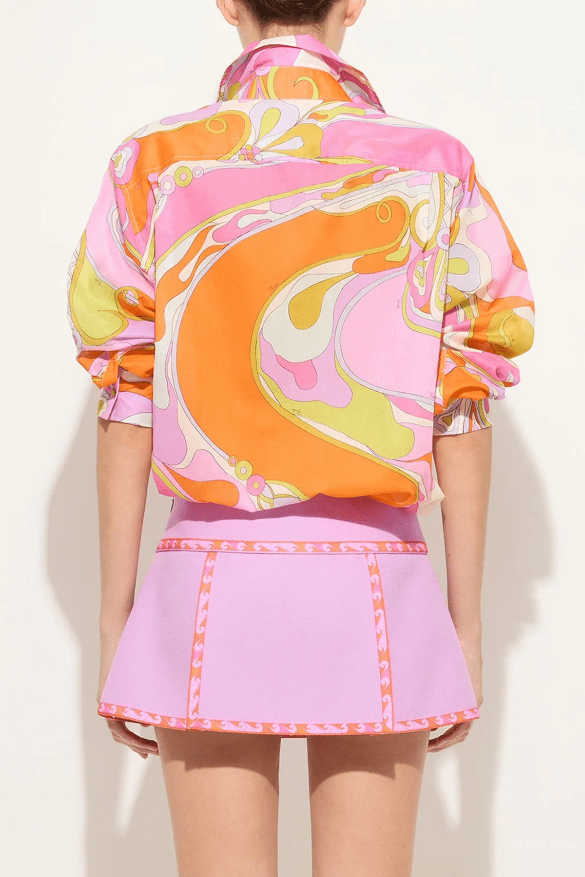 Orchidee-Print Long-Sleeve Cotton Shirt in Multicolor - shop-olivia.com