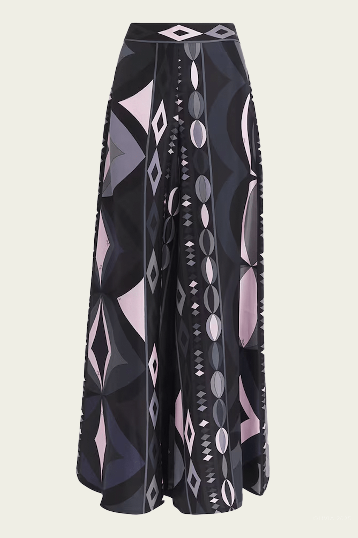 Orchidee - Print Wide - Leg Trouser in Black Pink - shop - olivia.com