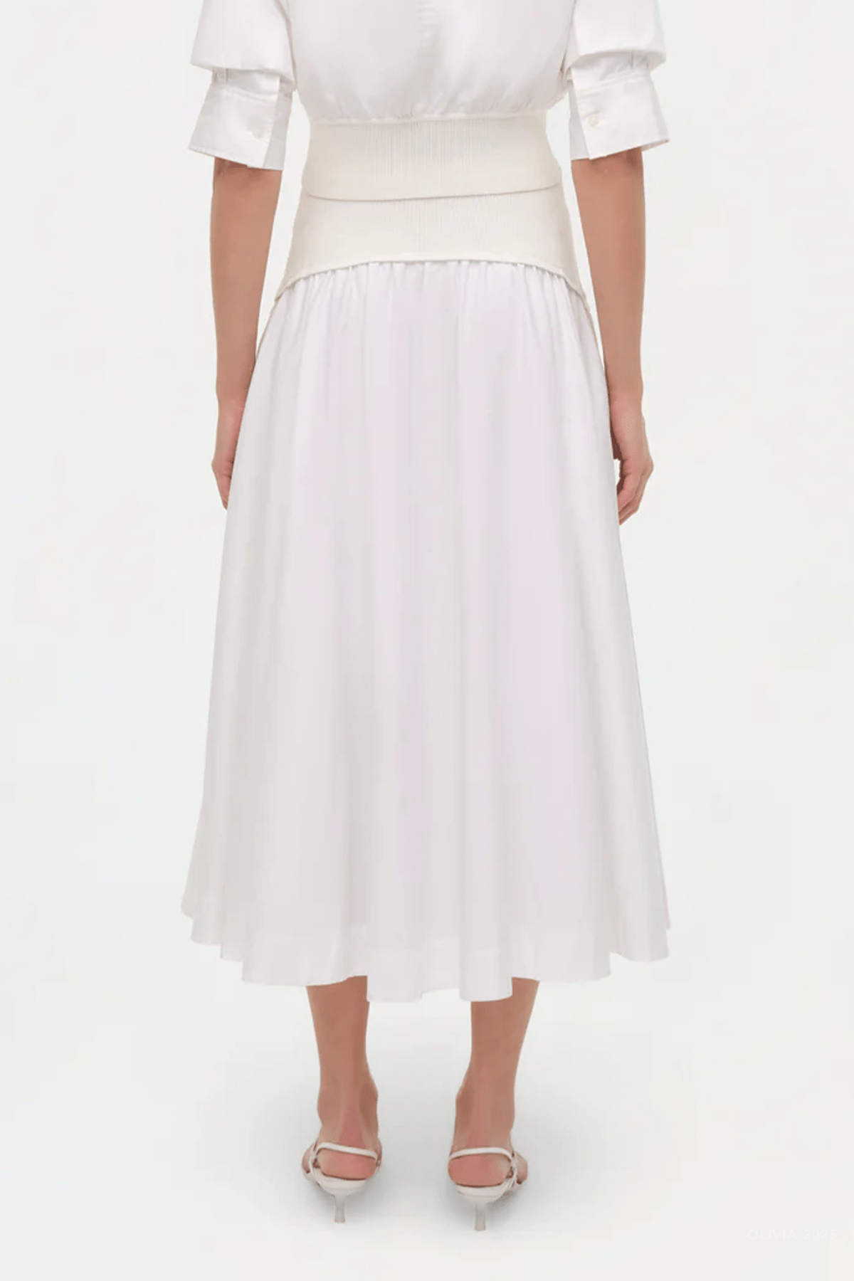 Ovie Knit Cotton Midi Skirt in White - shop - olivia.com