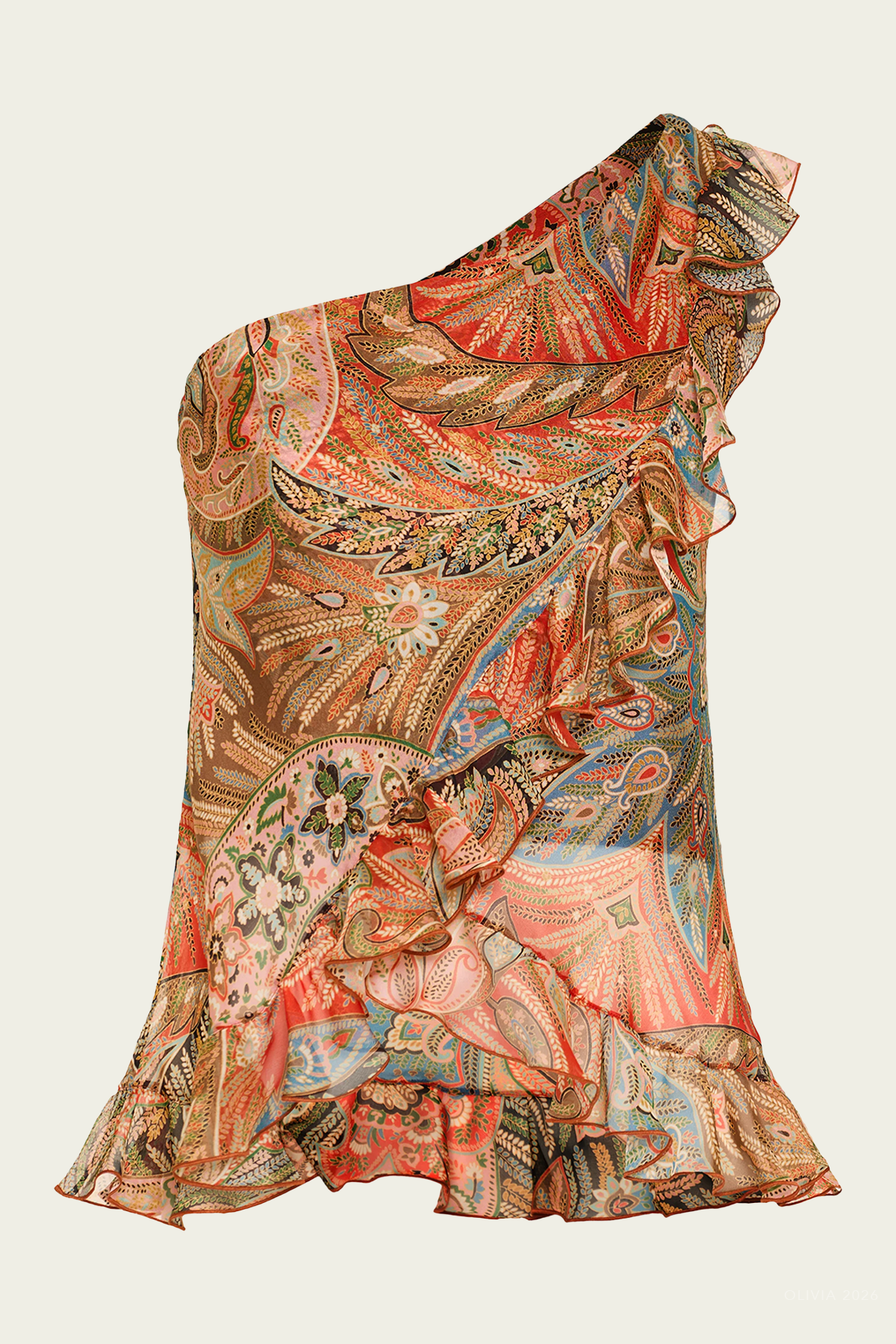 Paisley - Print One - Shoulder Ruffles Top in Multicolor - shop - olivia.com