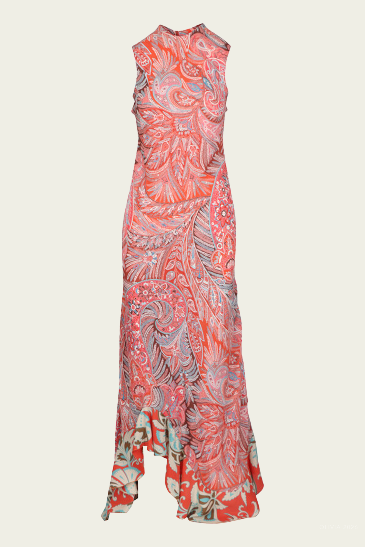 Paisley Sleeveless Ruffle Dress in Multicolor - shop - olivia.com
