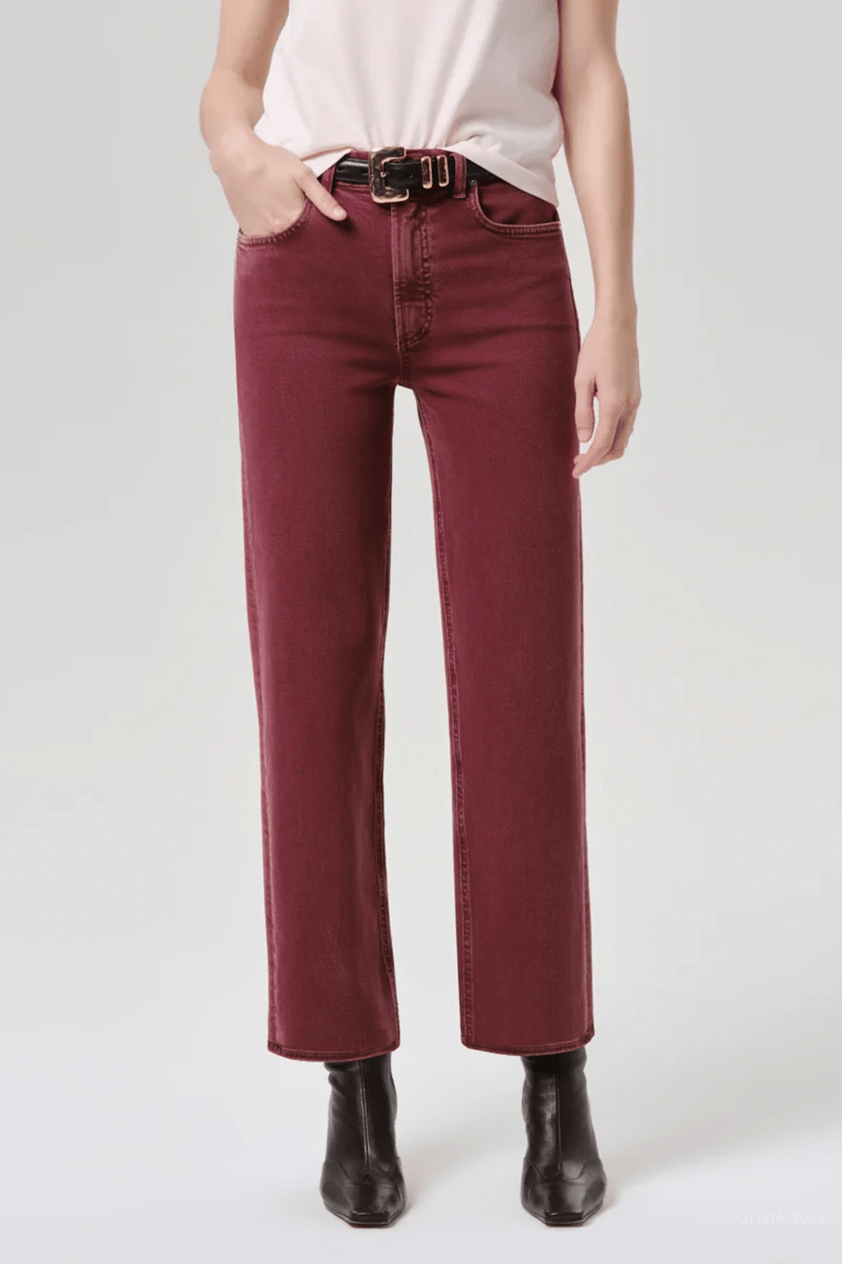 Palma Straight Clean Hem in Chambord - shop-olivia.com