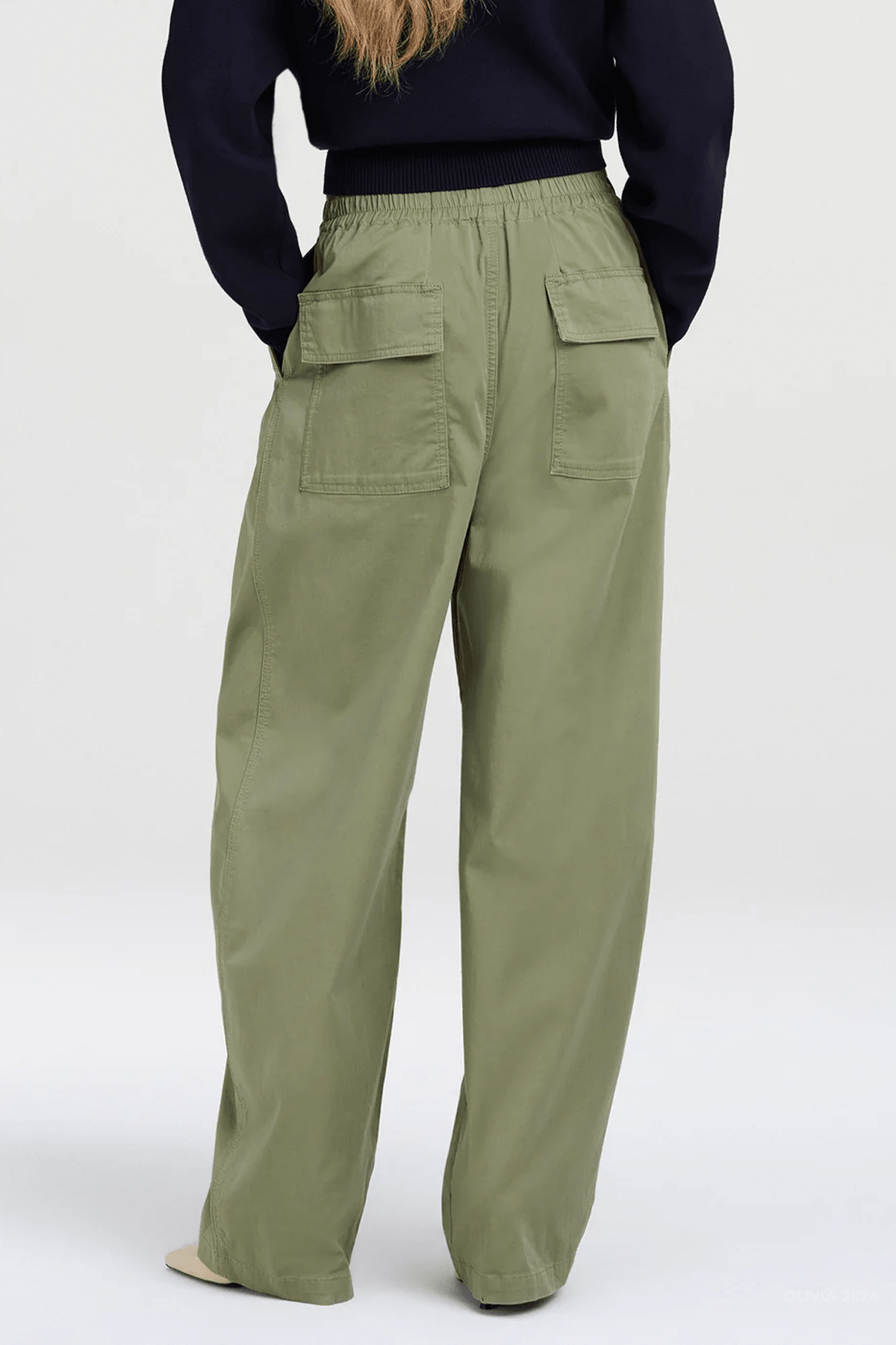 Palmer Cotton Twill Pant in Eucalyptus - shop-olivia.com