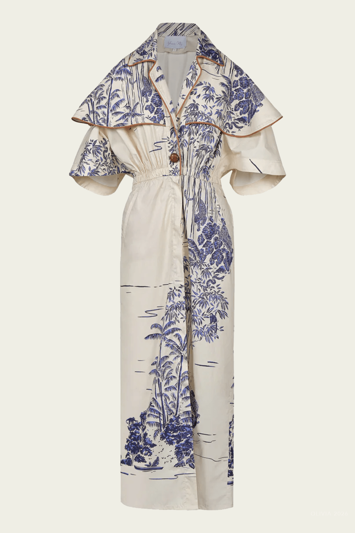 Paper Flower Trenchcoat in Ecru Navy - shop - olivia.com