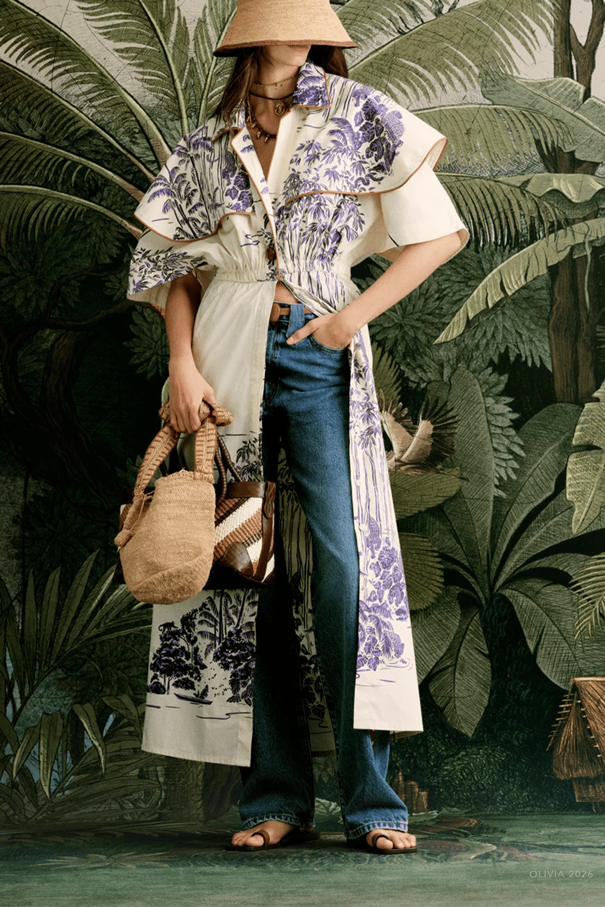 Paper Flower Trenchcoat in Ecru Navy - shop - olivia.com