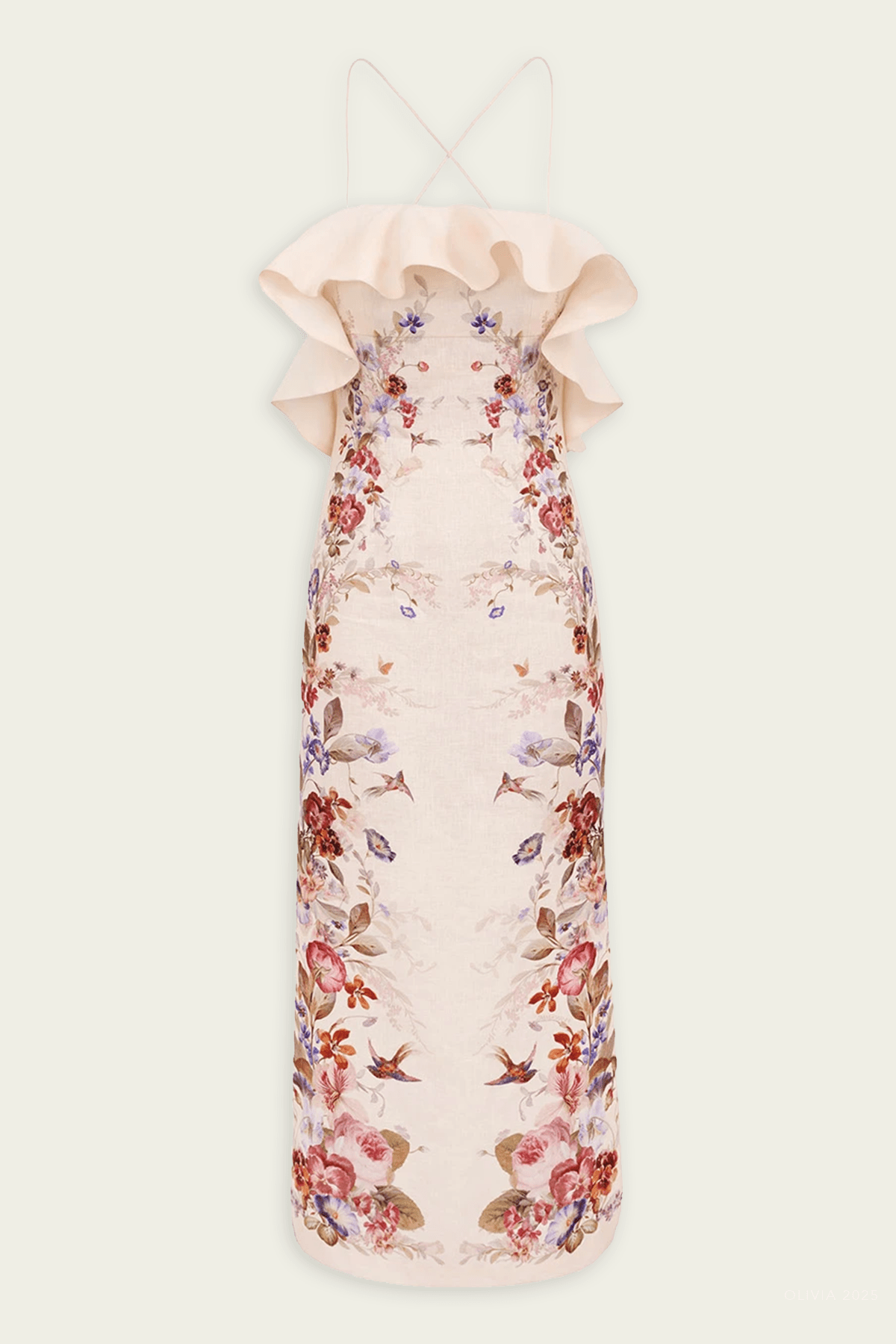 Patience Frill Midi Dress in Vanilla Floral - shop - olivia.com