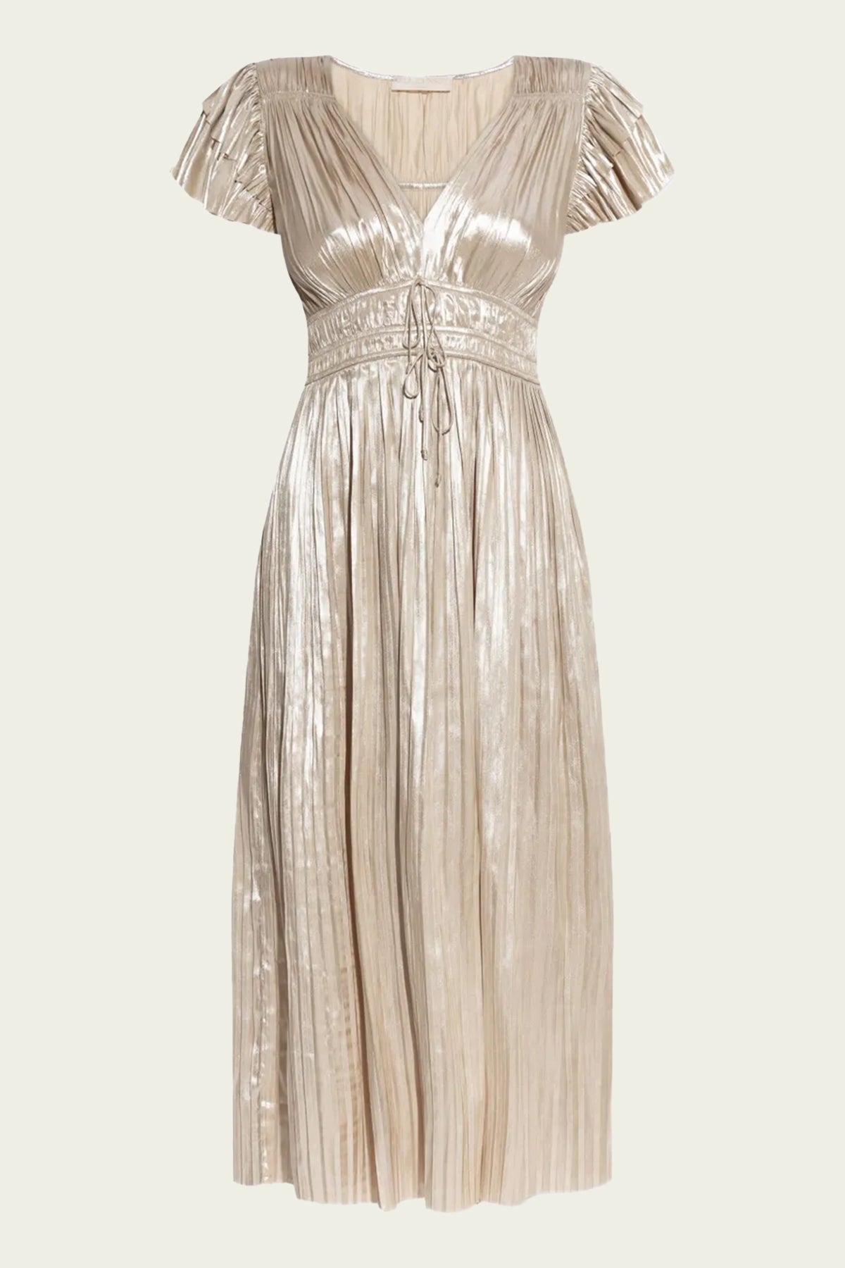 midi dress with flutter sleeves Patrice Flutter Sleeve Midi Dress in Opal