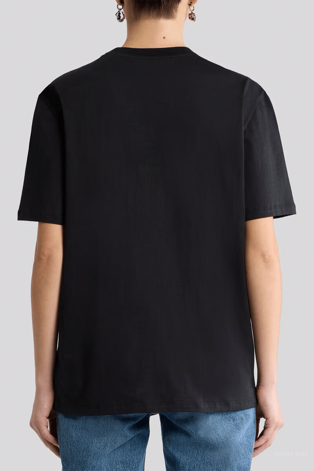 Peacock Embellishment Cotton T-Shirt in Black - shop-olivia.com