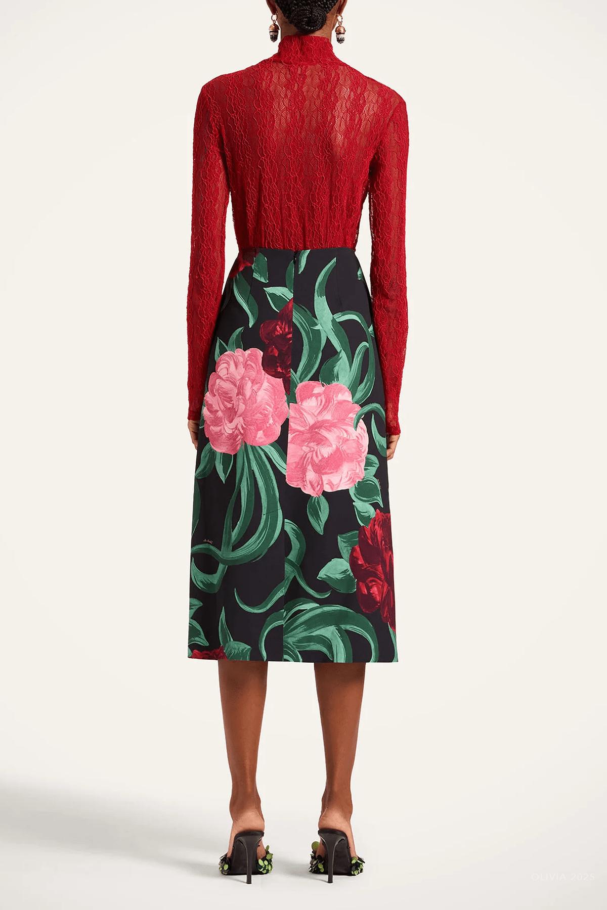 Pencil Skirt in Peony Black - shop - olivia.com