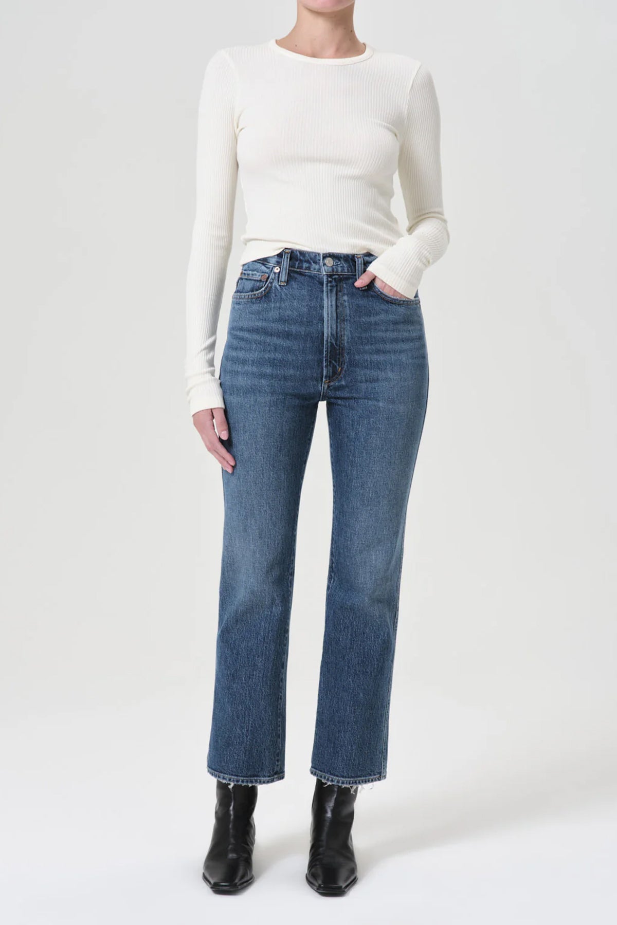 Pinch Waist Kick Flare in Fix - shop - olivia.com