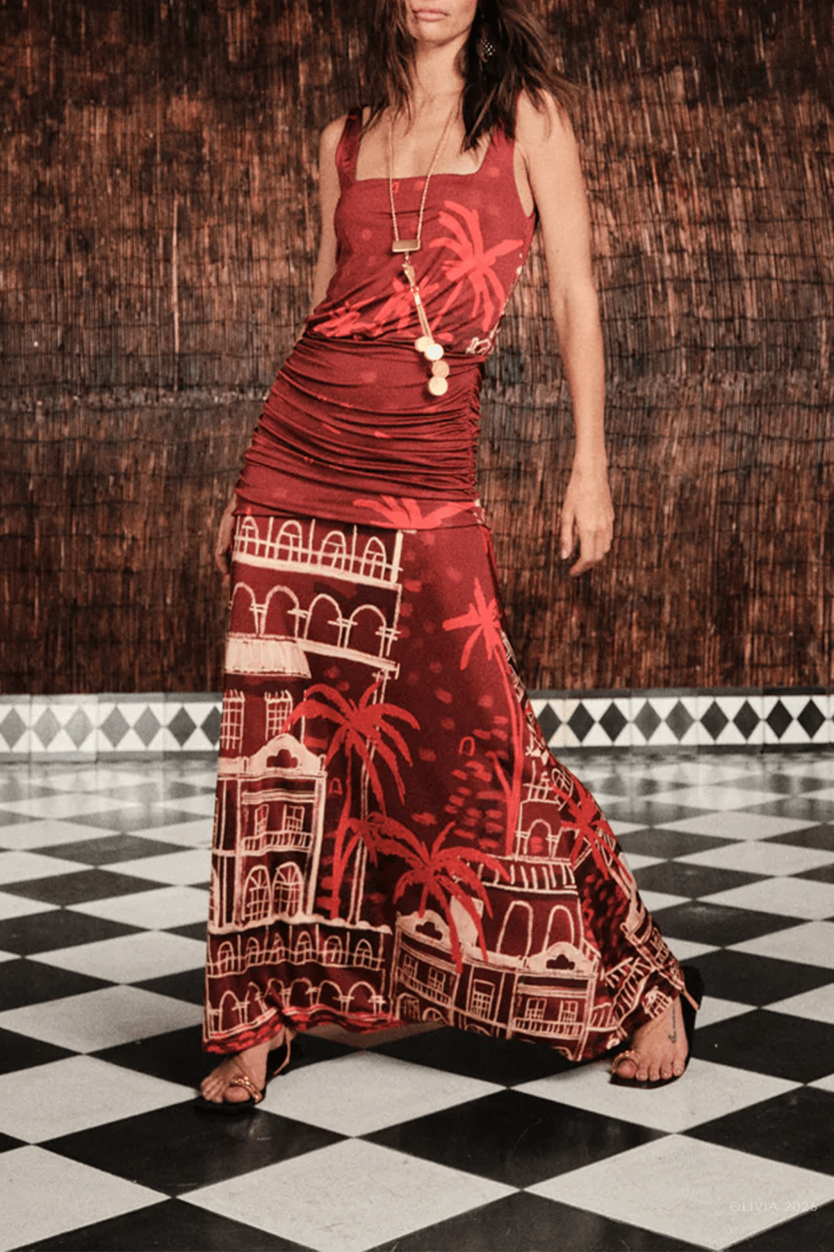 Plant of Joy Dress in Wine Red - shop - olivia.com