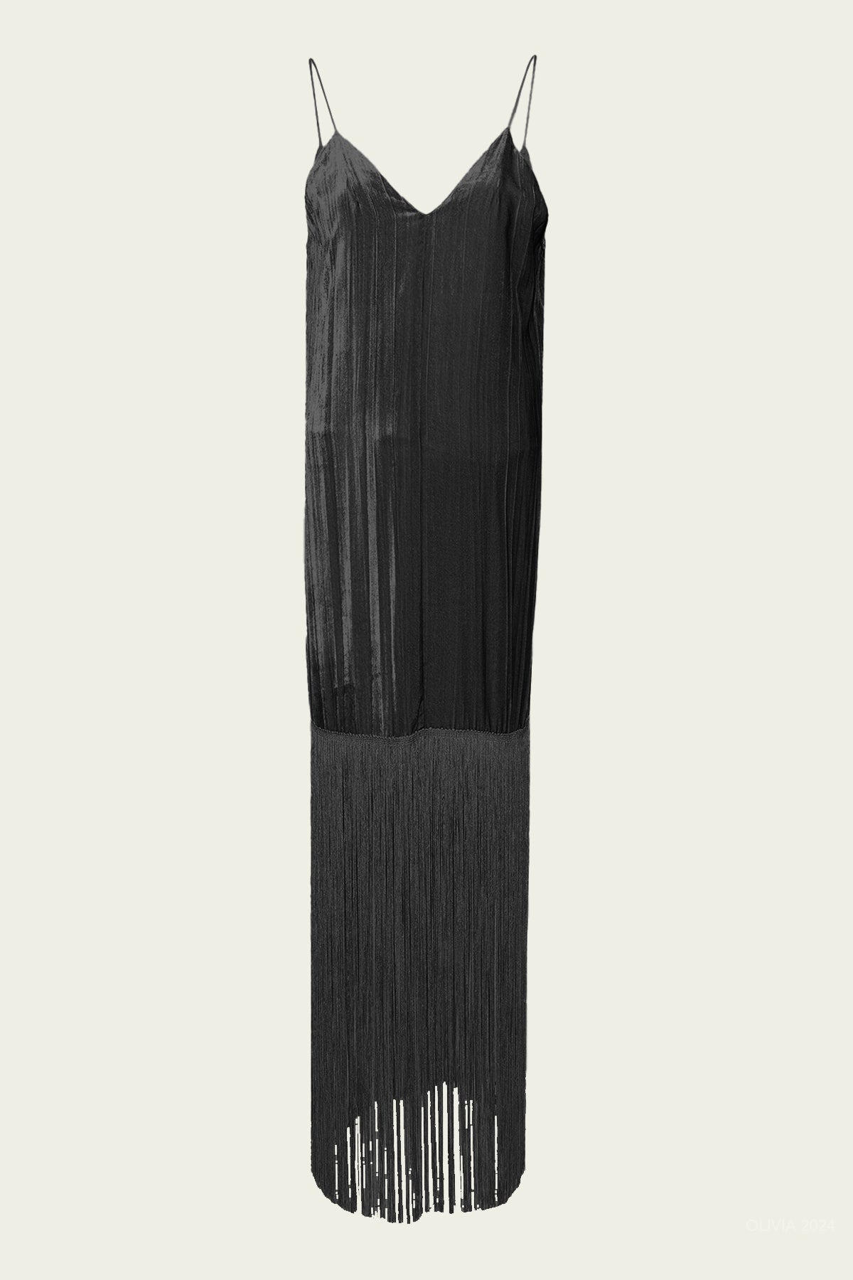 Pliss' Velvet Fringed Dress in Nero Pliss' Velvet Fringed Dress in Nero