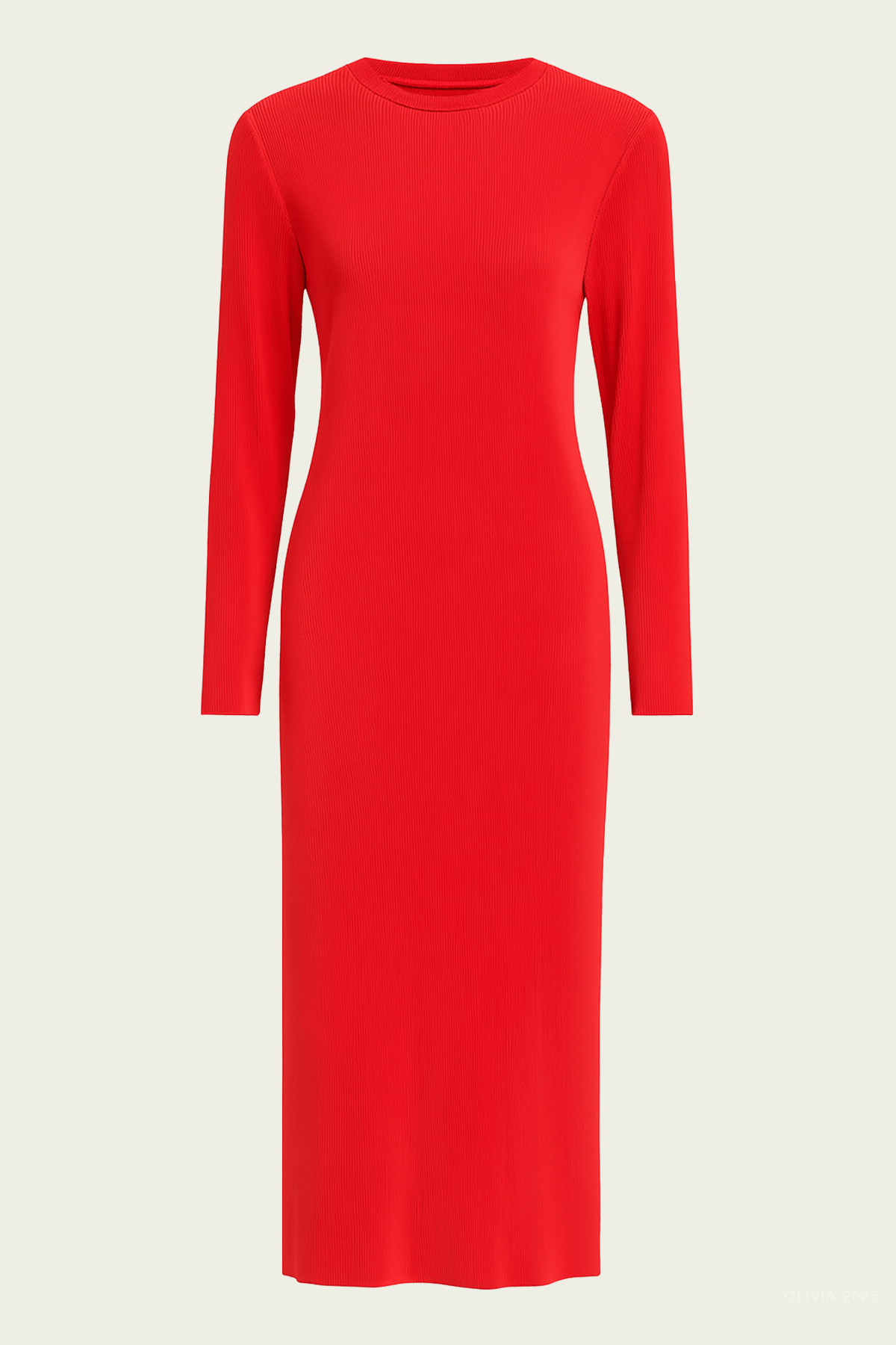 Plissé Midi Dress in Red - shop - olivia.com