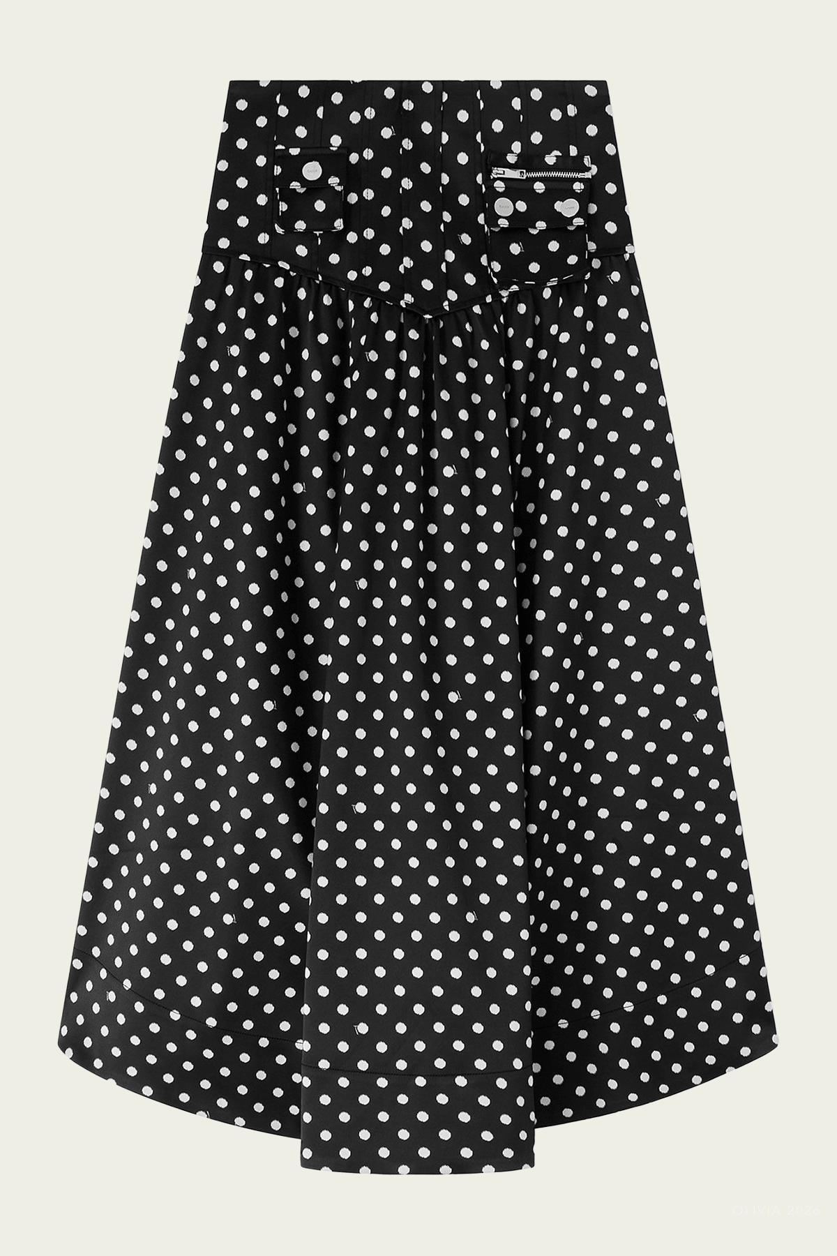 Polka - Dot Satin Corset Skirt in Black - shop - olivia.com