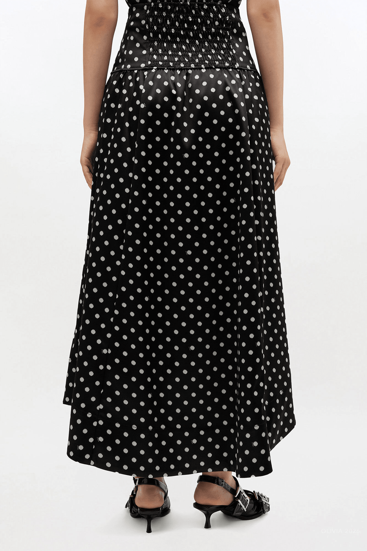 Polka - Dot Satin Corset Skirt in Black - shop - olivia.com
