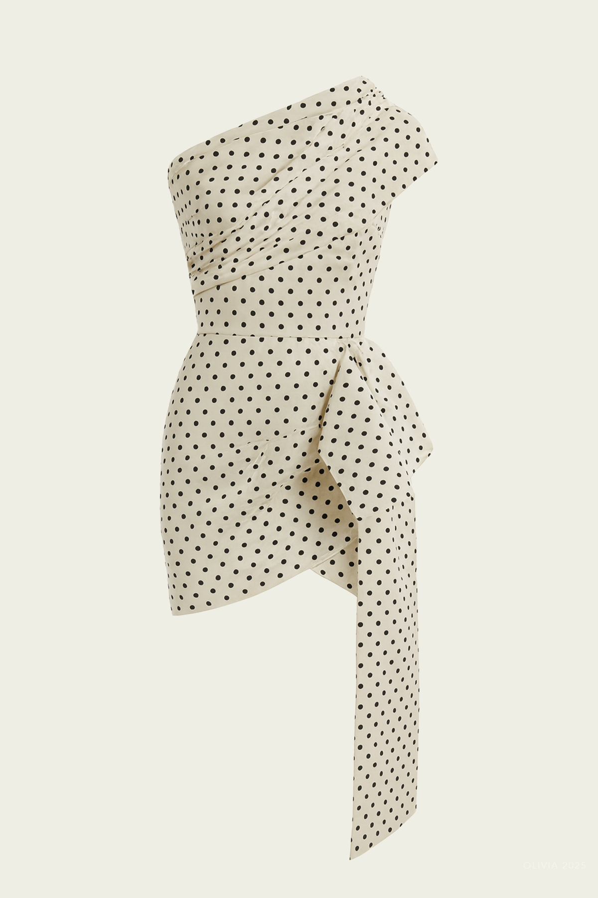 Polka Dot Satin Tie Side Mini Dress - shop - olivia.com