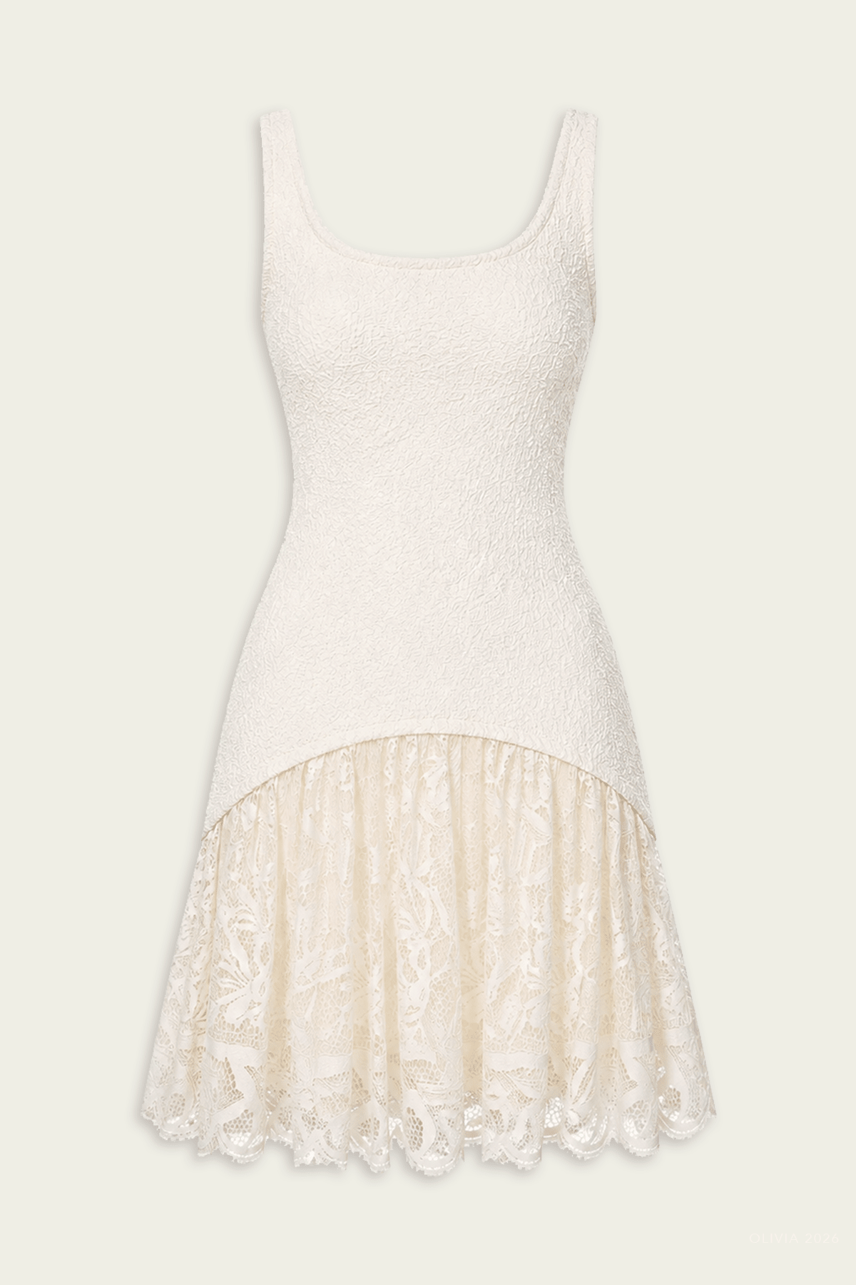 Pomela Mini Dress in Ivory - shop-olivia.com