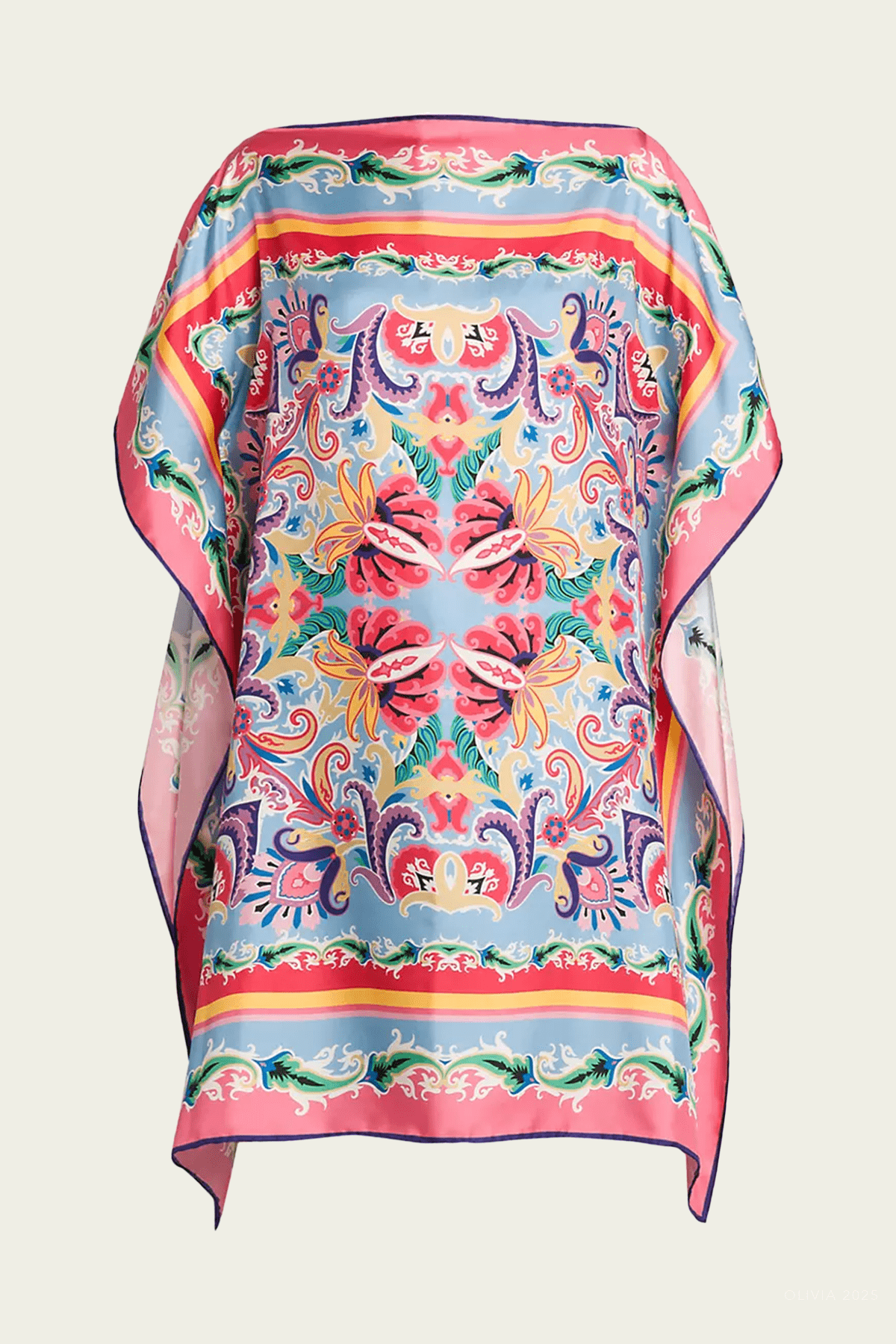 Printed Silk Foulard Top in Multicolor - shop - olivia.com