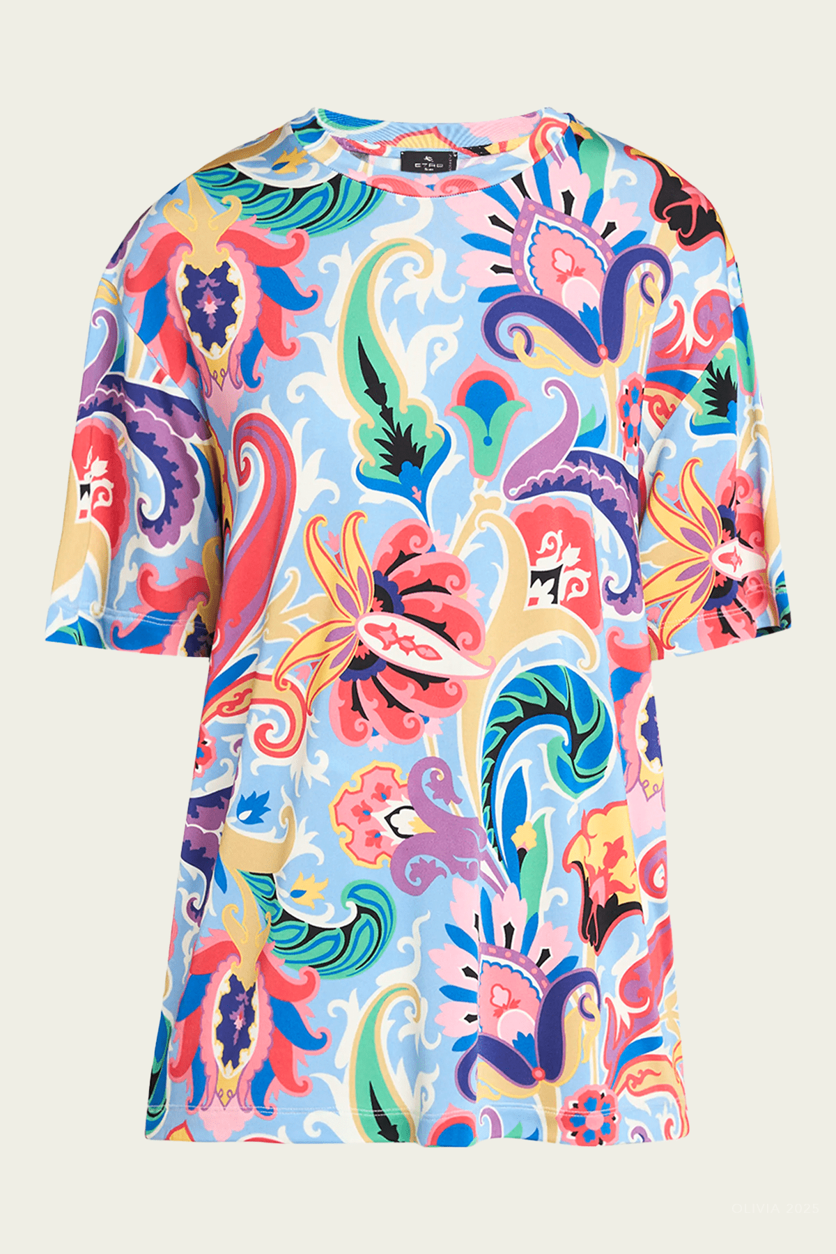 Printed Viscose Jersey T-Shirt in Blue Multicolor - shop - olivia.com