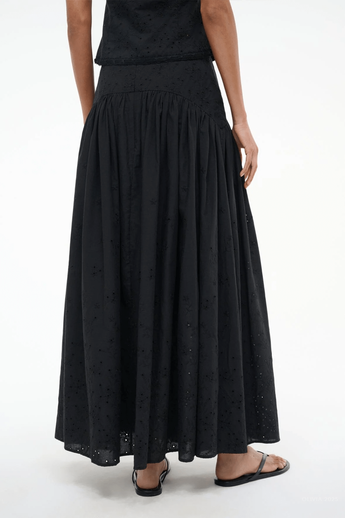Procida Eyelet Skirt in Black - shop - olivia.com