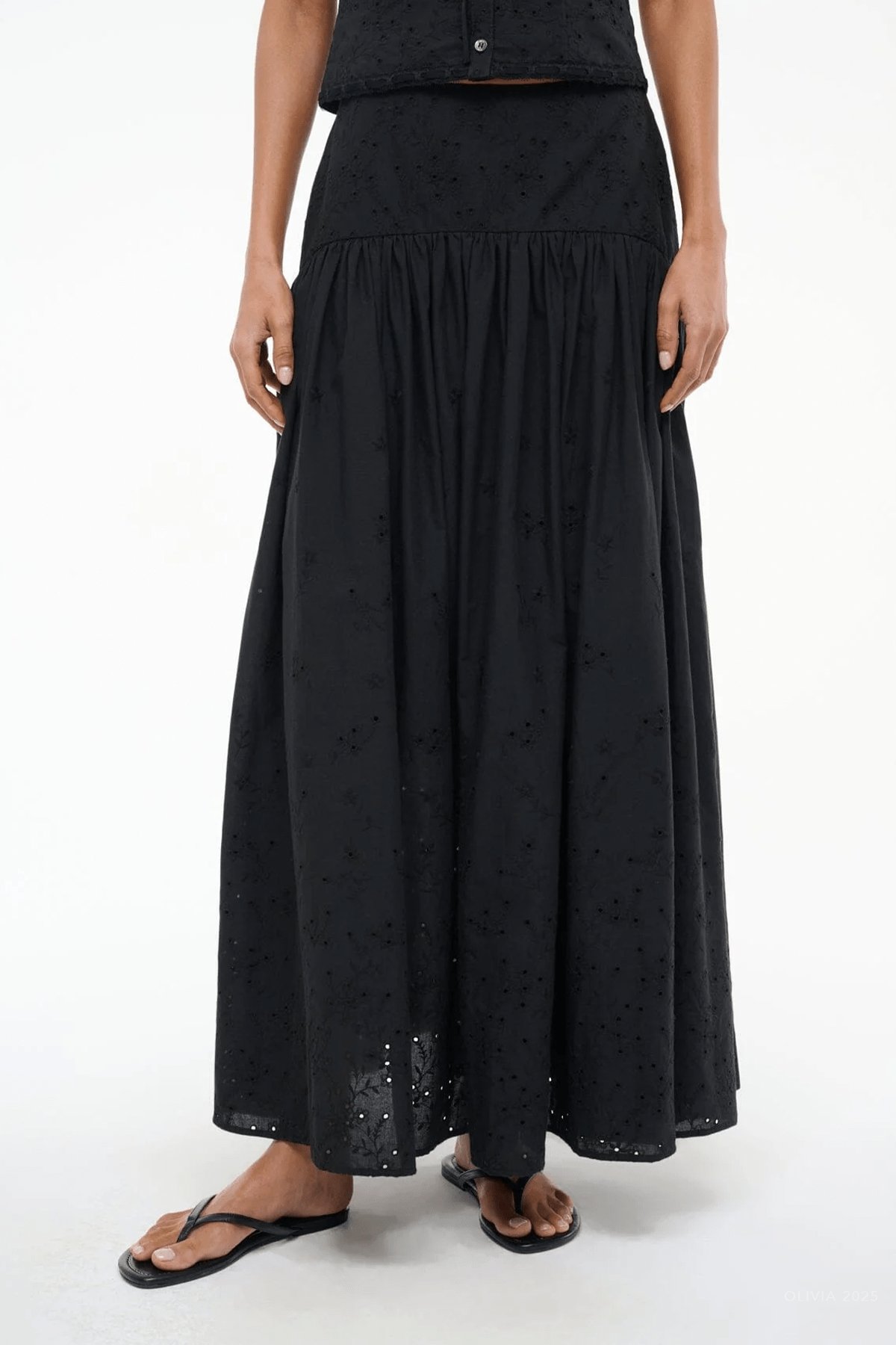 Procida Eyelet Skirt in Black - shop - olivia.com