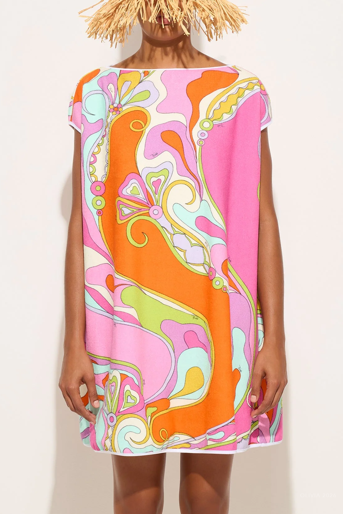 Orchidee Macro-Print Terrycloth Mini Dress in Multicolor