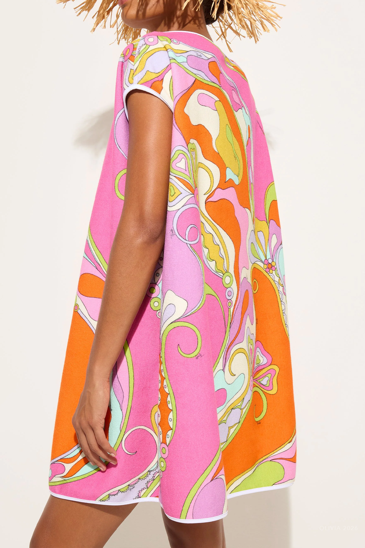 Orchidee Macro-Print Terrycloth Mini Dress in Multicolor