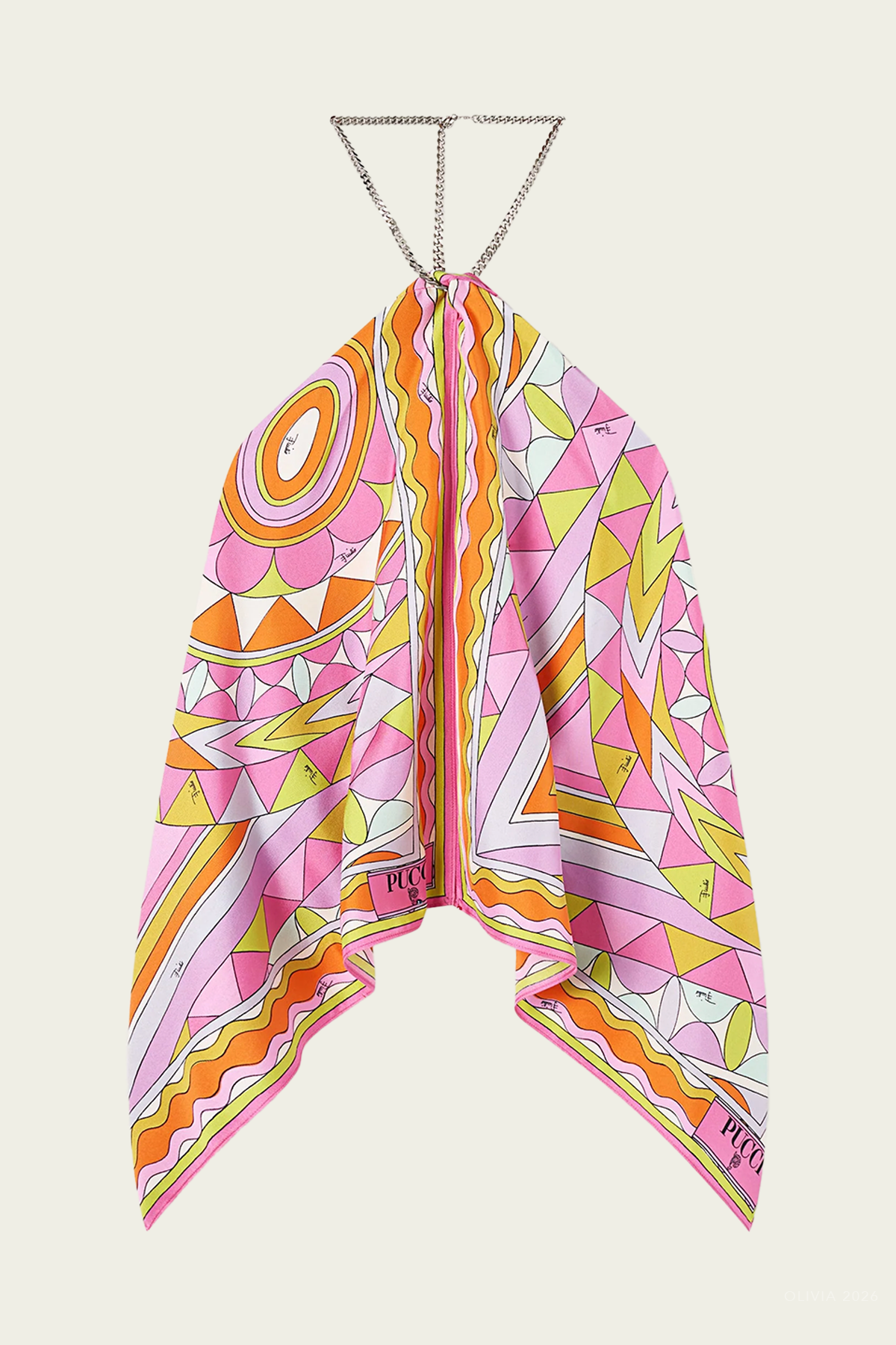 Manuba-Print Chain Silk Top in Multicolor