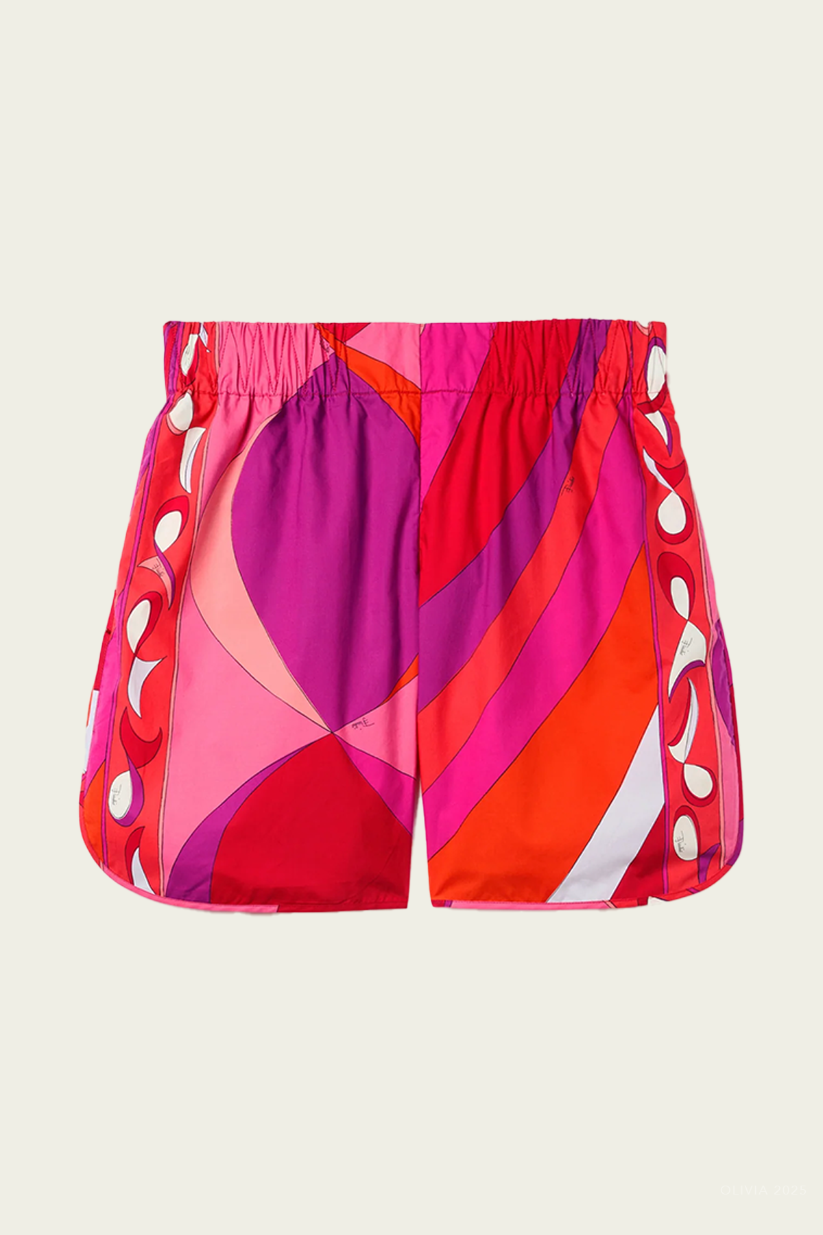 Pesci-Print Cotton Short in Corallo Fuxia