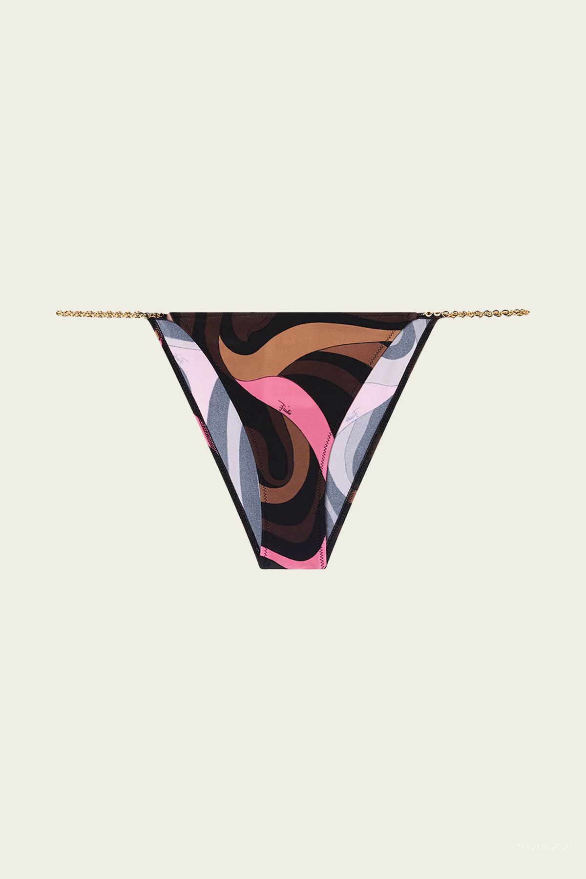 Marmo-Print Bikini Bottom in Brown Coral