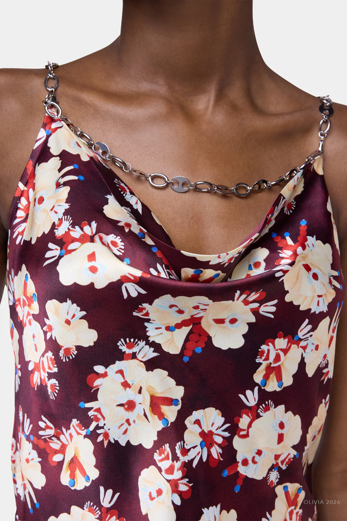 Floral Patterned Silk Top in Magenta