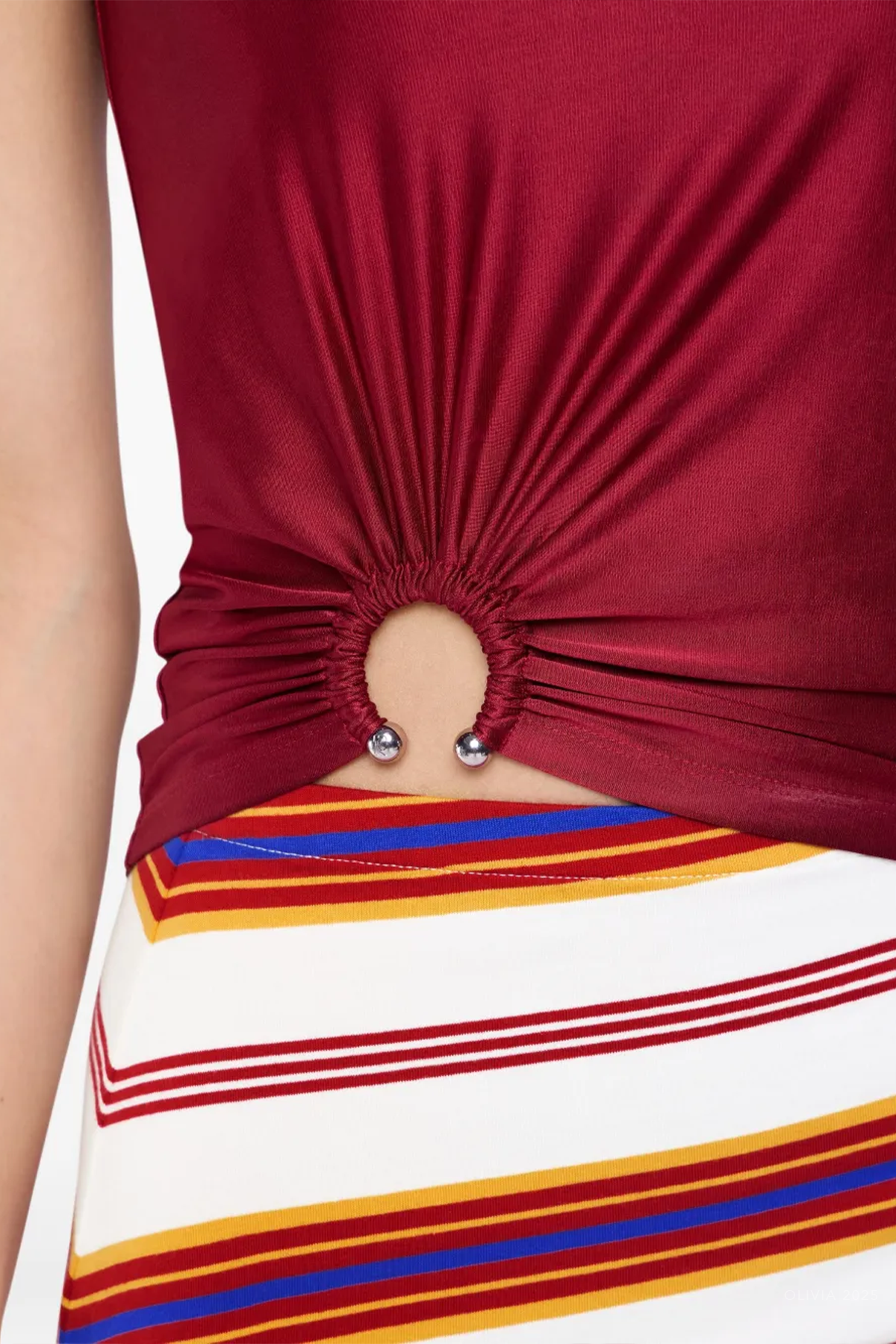 Ruched Sleeveless Top in Ruby Red