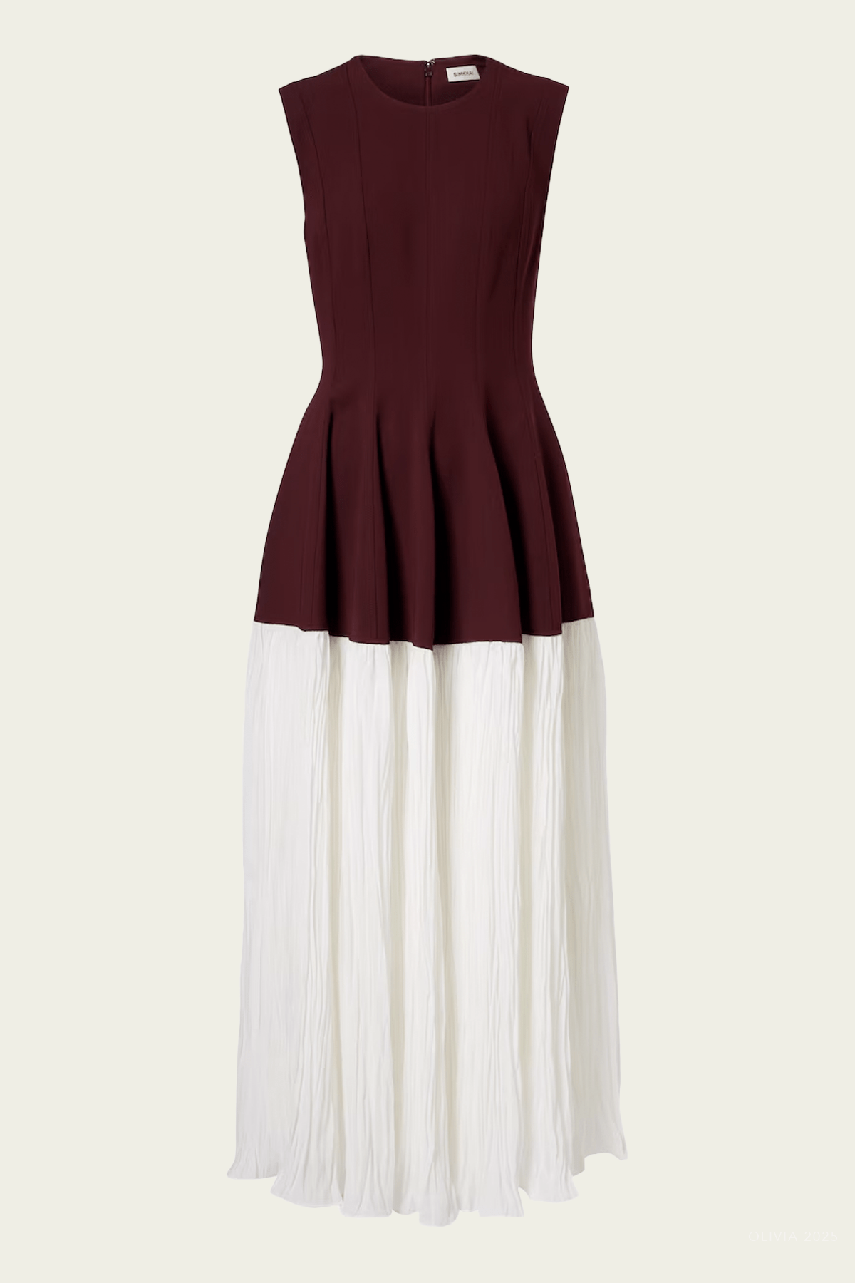Raleigh Pleated Midi Dress in Mahogany Multi - shop - olivia.com