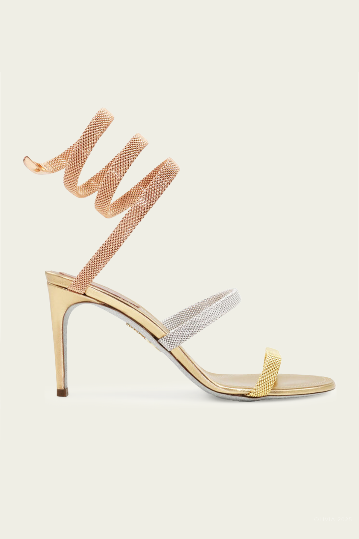 Trigold Cleo Tri-Tone Sandal 80 in Gold