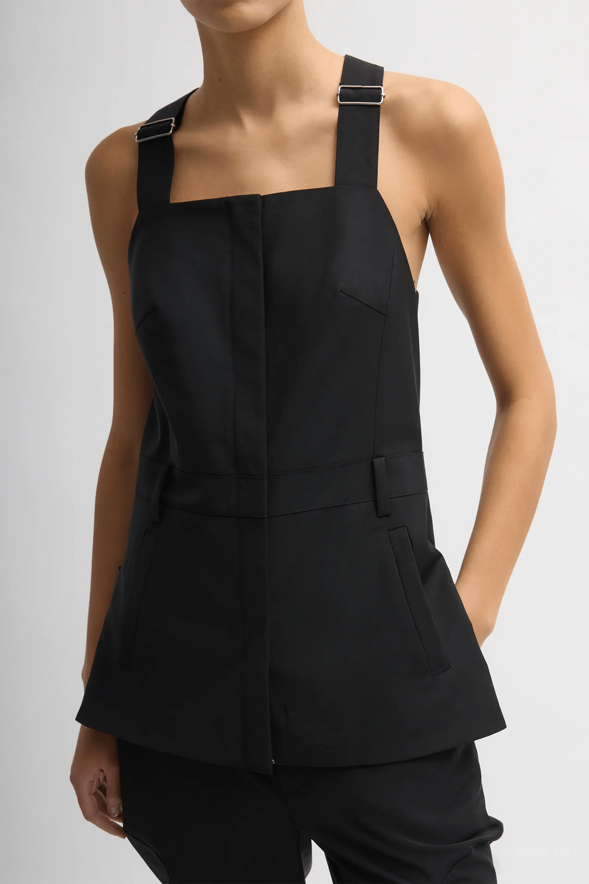 Recycled Tropical Wool Overall Top in Black - shop - olivia.com