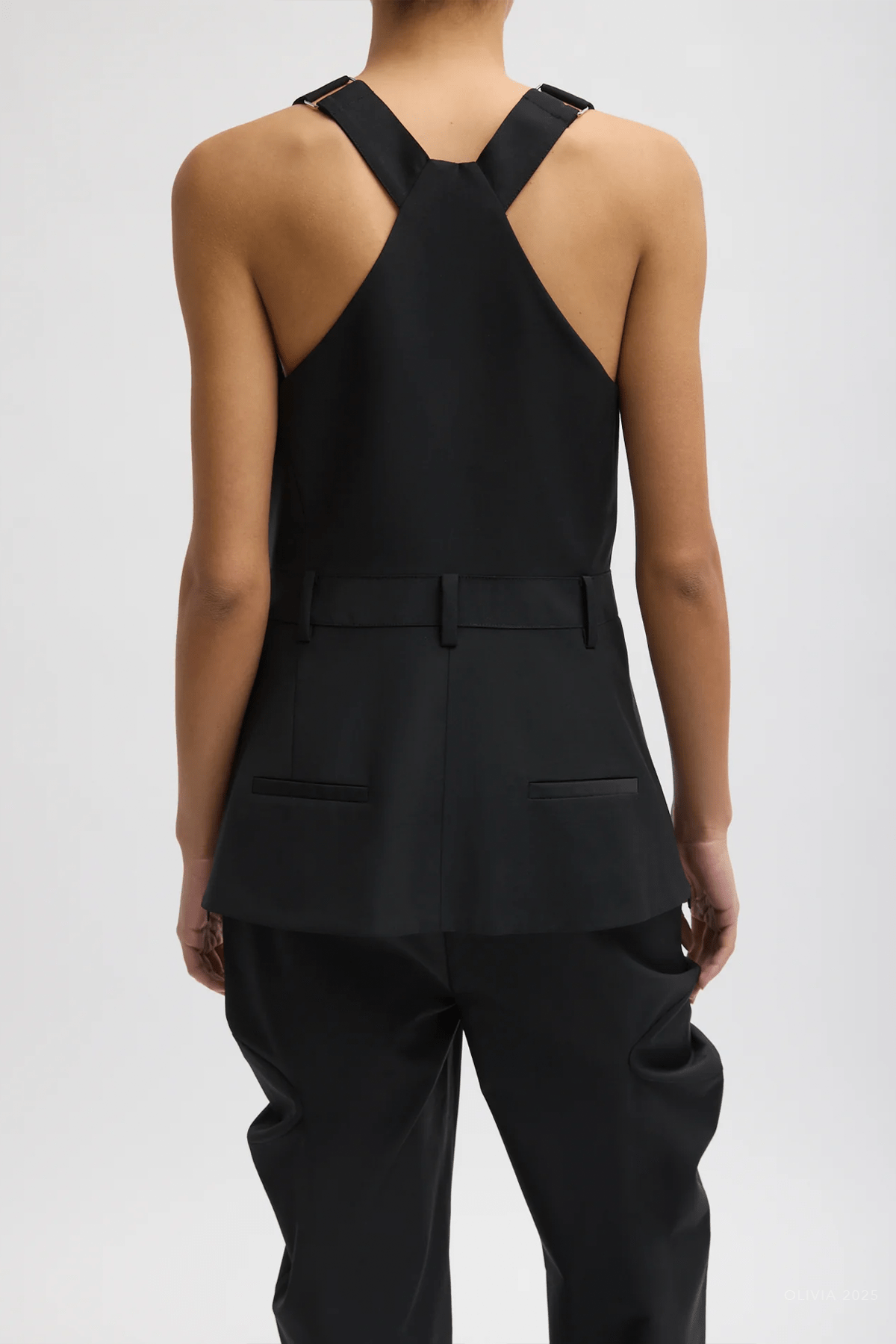 Recycled Tropical Wool Overall Top in Black - shop - olivia.com