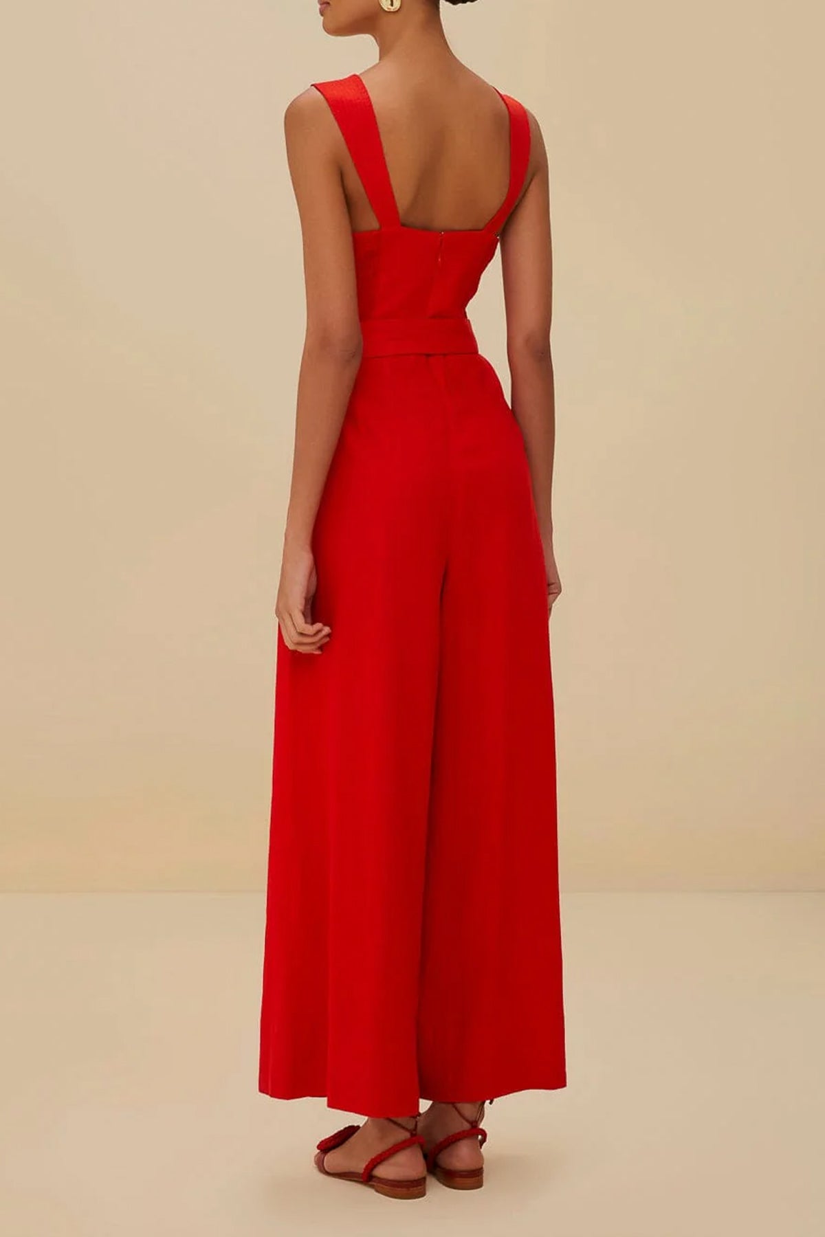 Red Sleeveless Maxi Jumpsuit - shop - olivia.com