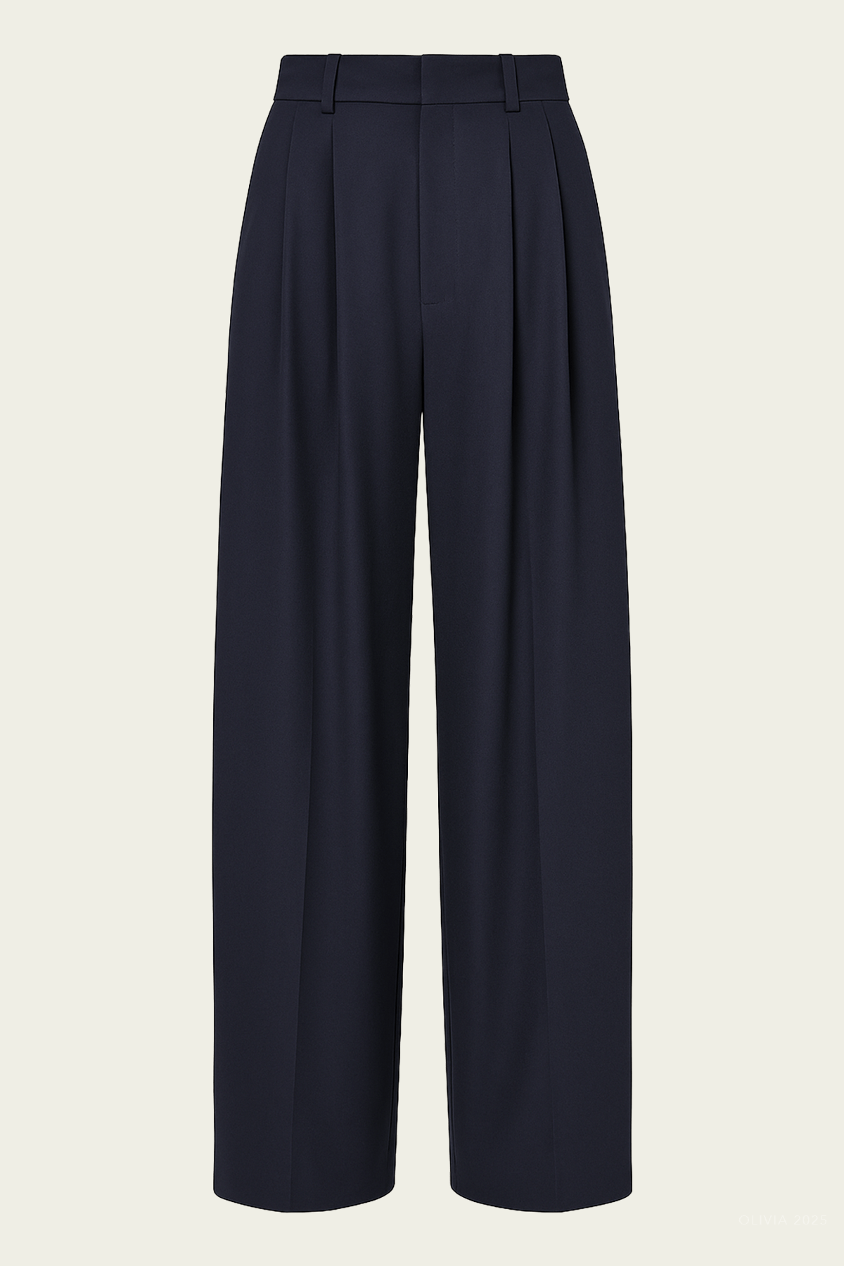 Relaxed Suiting Triple Pleat Pant in Navy - shop - olivia.com