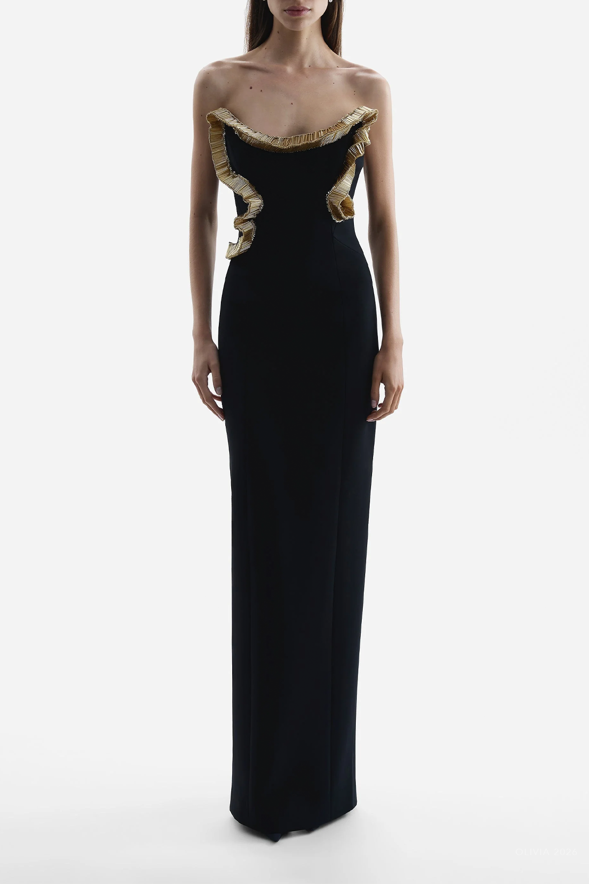 Malik Column Gown in Black