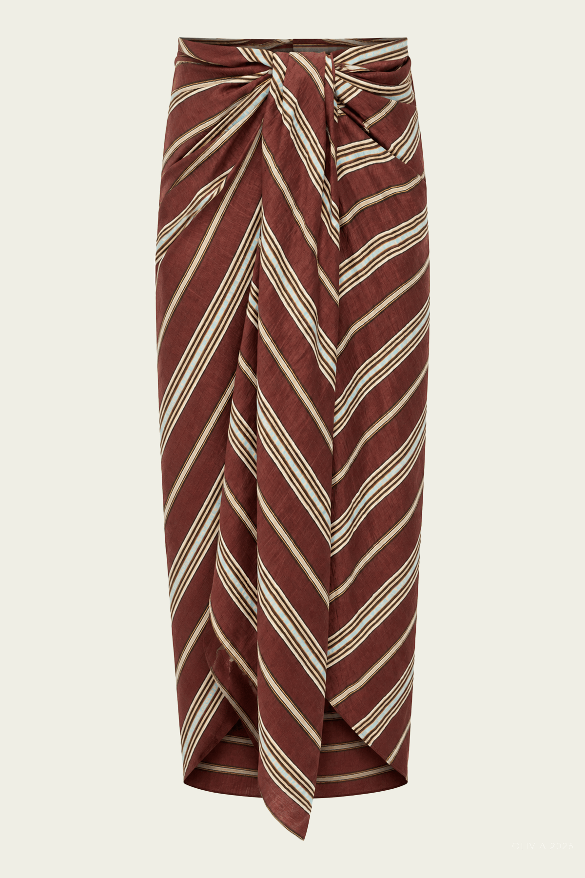 Rhodes Striped Linen Midi Skirt in Brunette Multi - shop - olivia.com