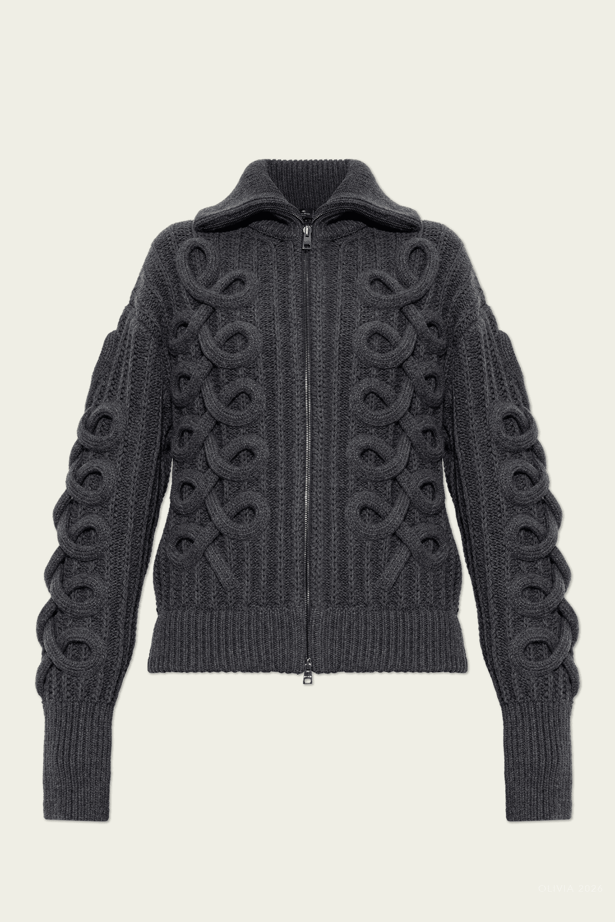 Ribbed Wool-Blend Cardigan in Grey - shop-olivia.com