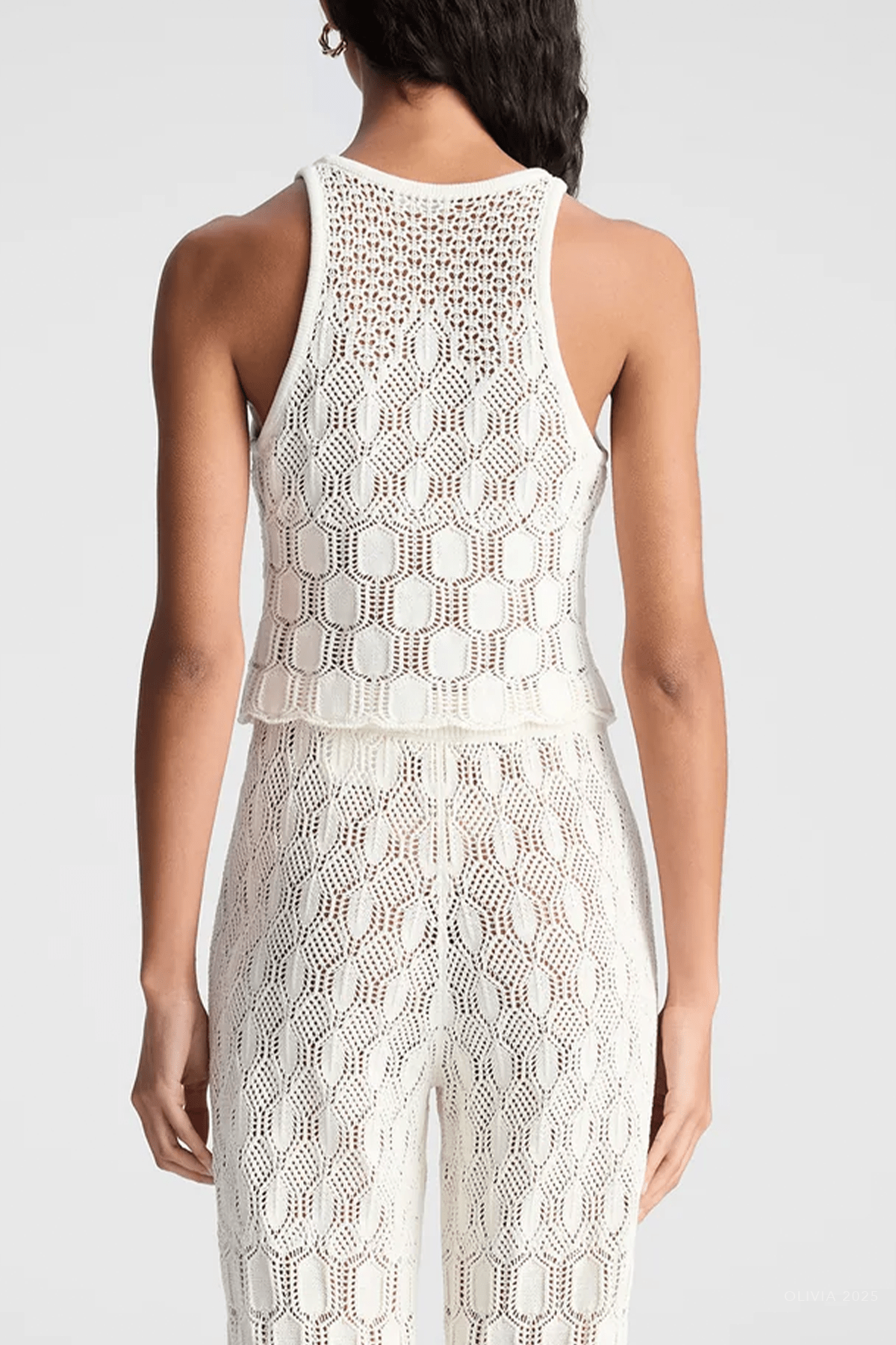 Rosa Crochet Knit Top in Off - White - shop - olivia.com
