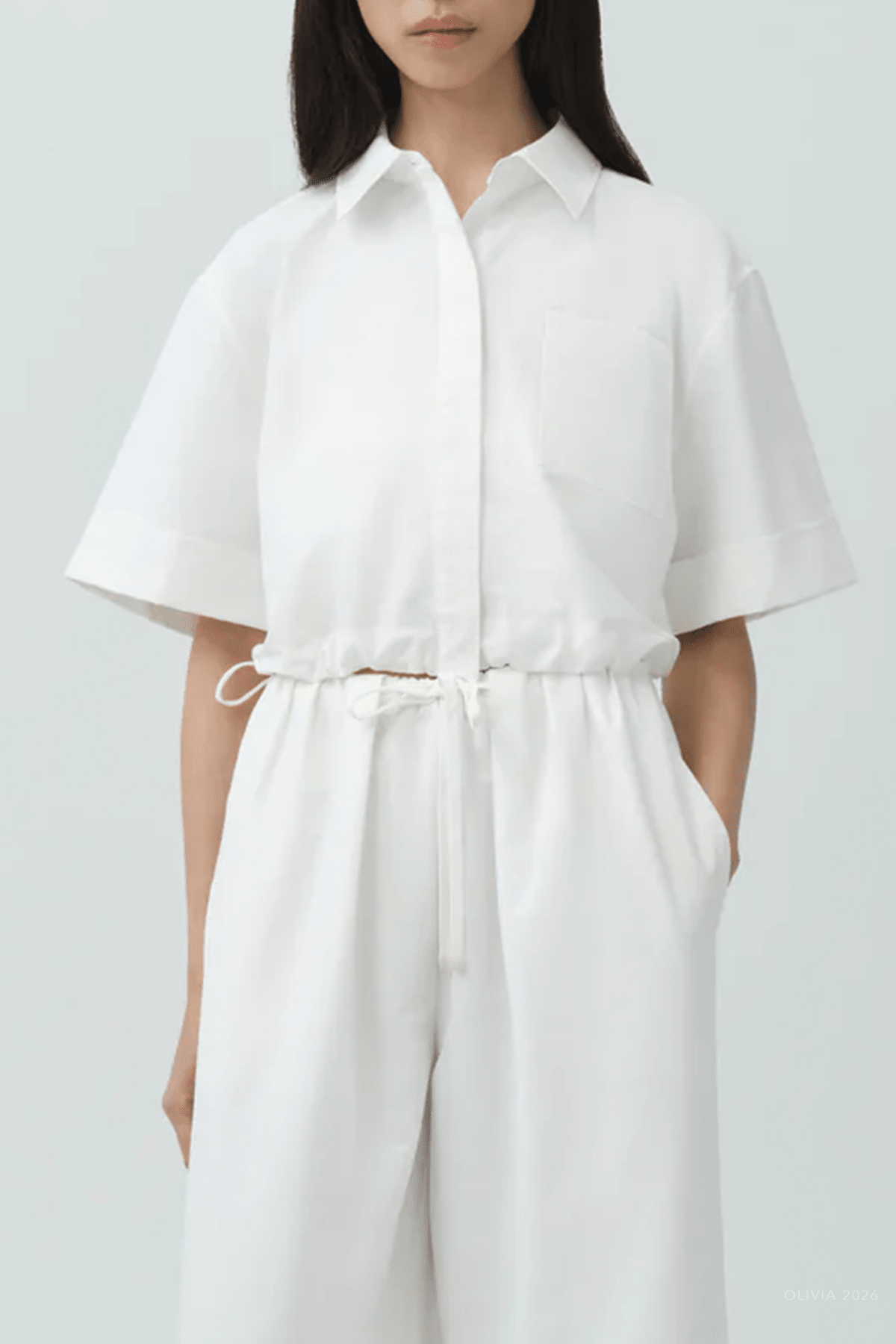 Ryett Cropped Shirt in White - shop - olivia.com